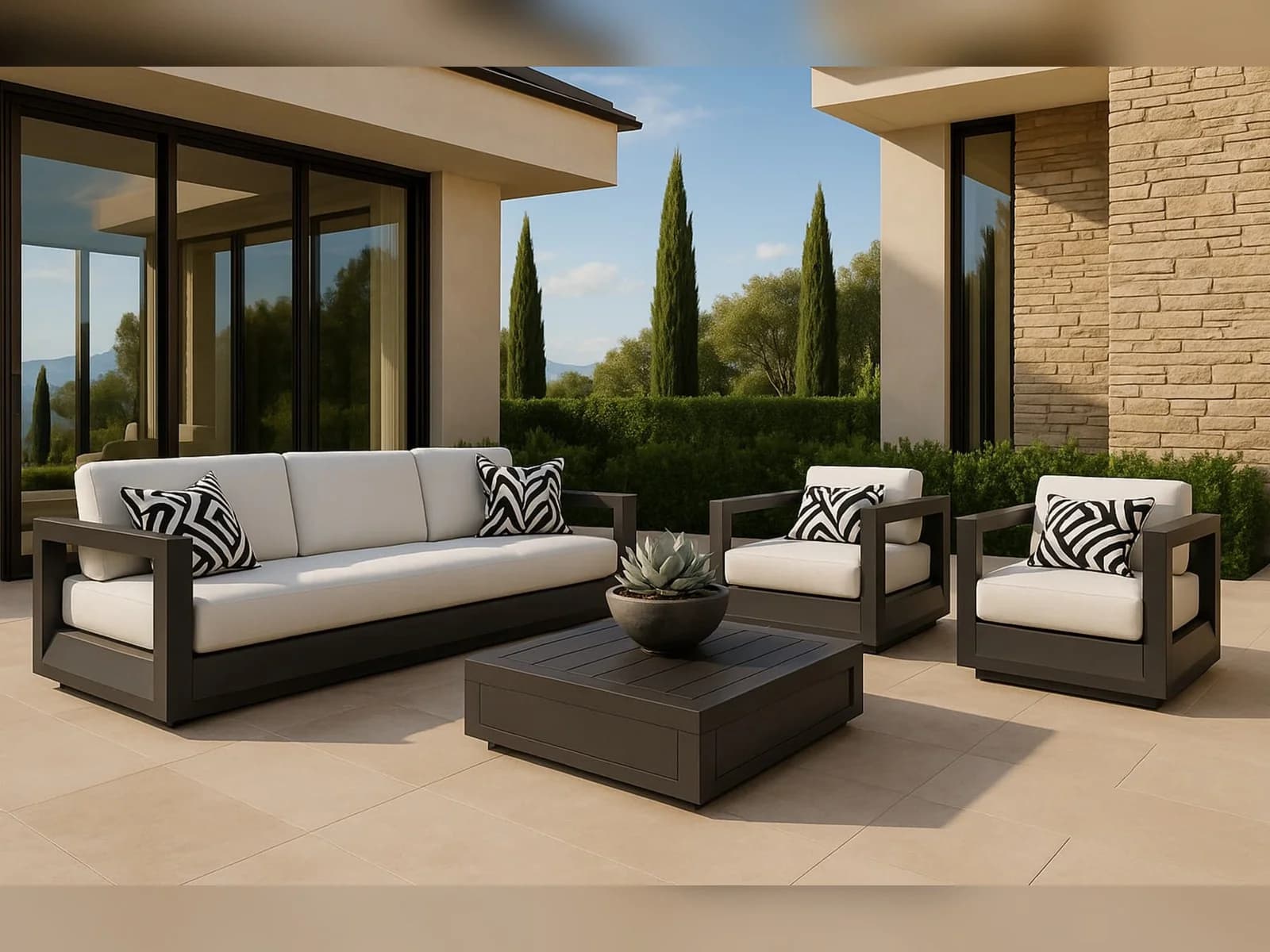 Set canapele din aluminiu pentru terasă și grădină — Set mobilier premium din aluminiu, pentru terasa/gradina/balcon, model — imagine 5