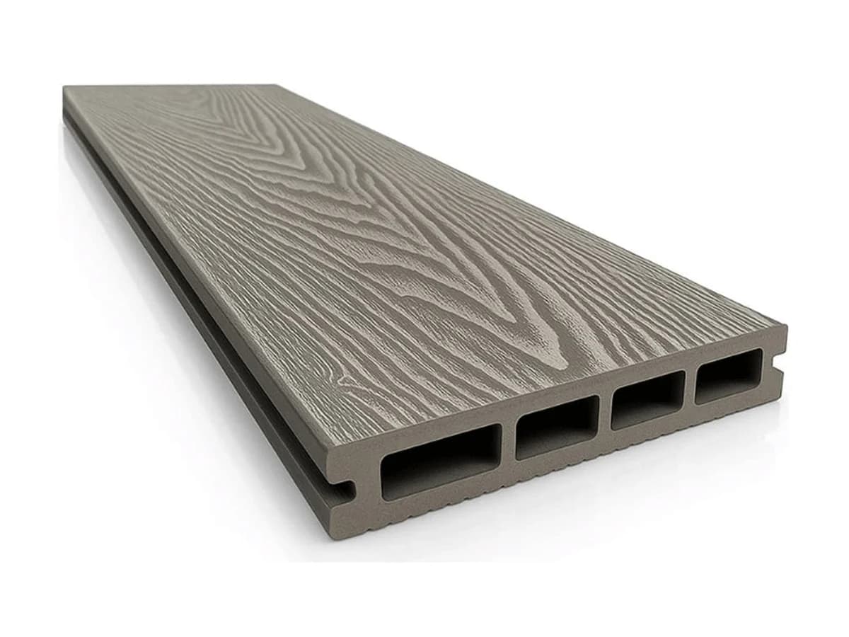 Placă de deck din WPC pentru terasă — Placa deck terasa WPC 3D, tip pardoseala/dusumea WPC, 145x25 mm, gri d — imagine 1