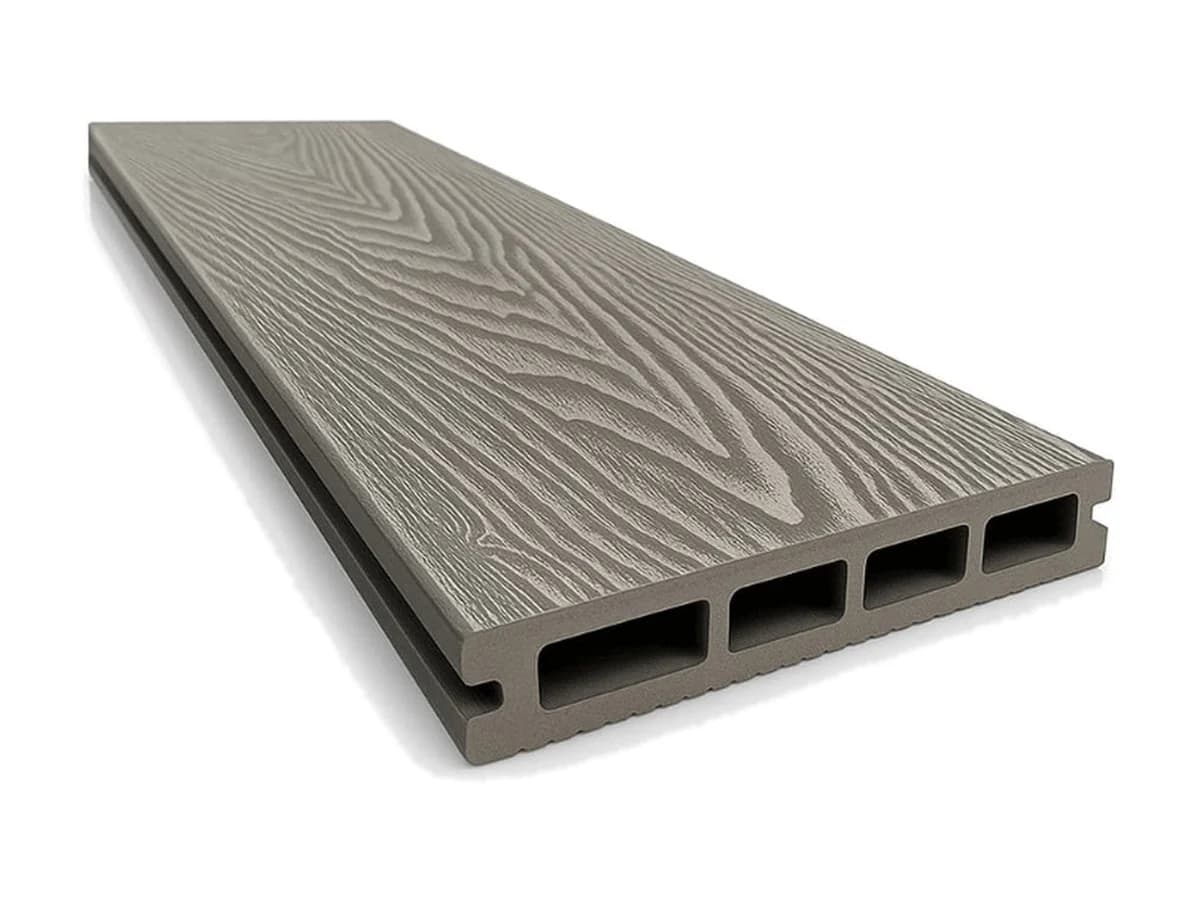 Placă de deck din WPC pentru terasă — Placa deck terasa WPC 3D, tip pardoseală/dușumea WPC, 145x25 mm, gri d — imagine 1