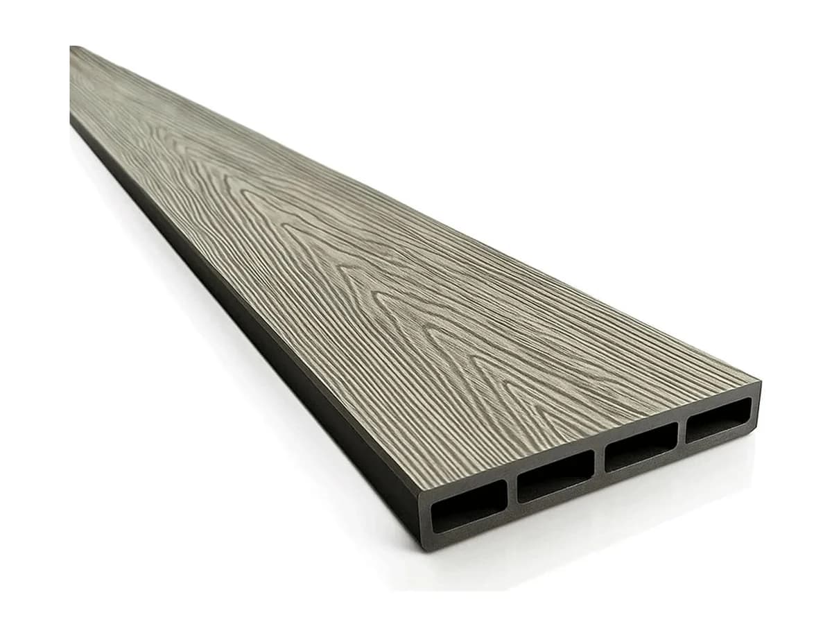 Placă de gard din WPC (lemn compozit) — Placa Gard 3D Ambele Fețe Textura Lemn WPC Gri Deschis, Dimensiune 150 — imagine 1