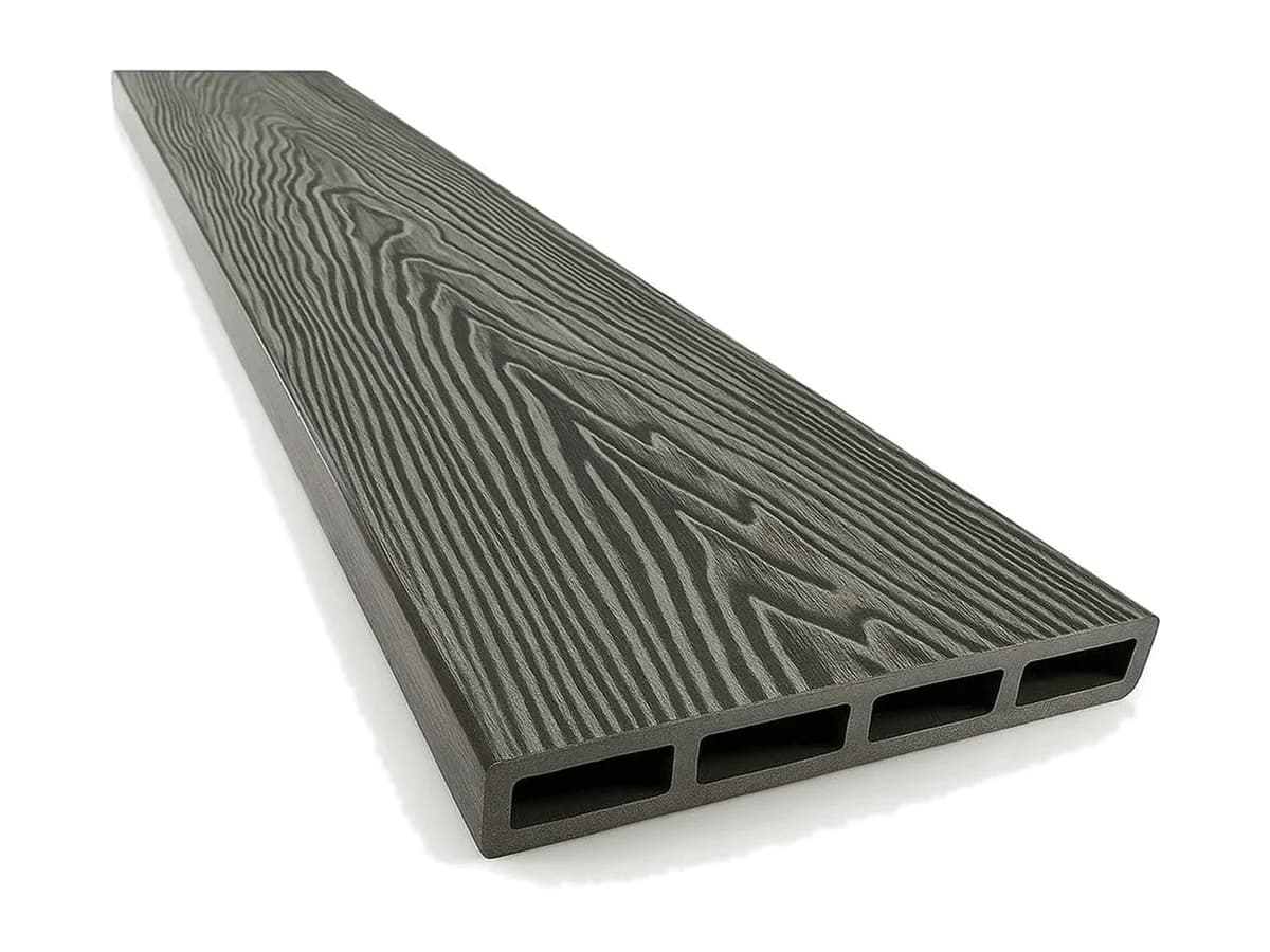 Placă de gard din WPC (lemn compozit) — Placa de gard 3D, din compozit de lemn și plastic WPC, culoare gri inc — imagine 1