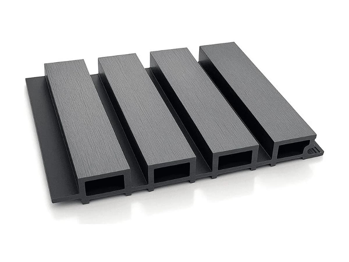 Riflaj WPC pentru placări de perete și fațadă — Riflaj WPC canelat negru, Dimensiune: 219x26mm, Lungime 3600mm — imagine 1