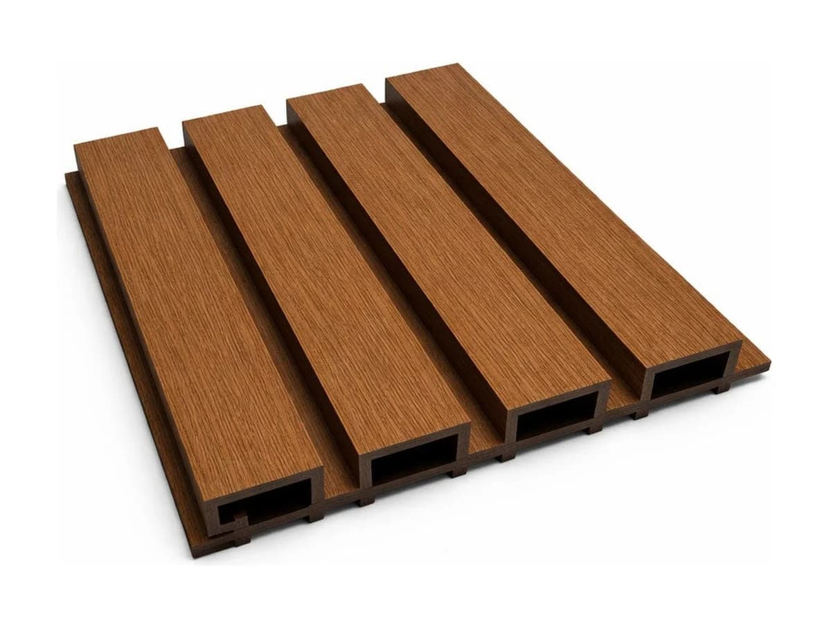 Riflaj WPC pentru placări de perete și fațadă — Riflaj WPC coextrudat canelat maro tec, Dimensiune: 219x26mm, Lungime: — imagine 1