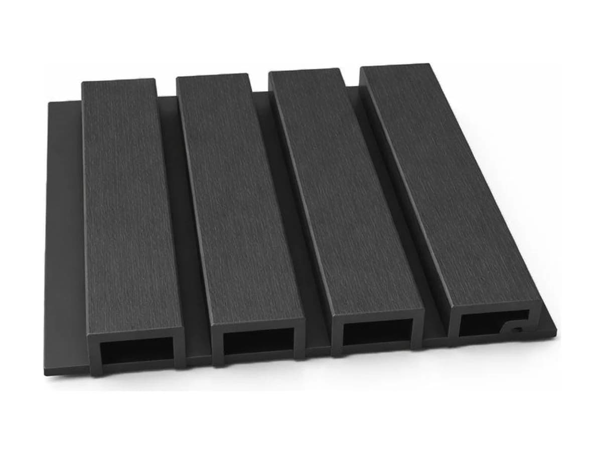 Riflaj WPC pentru placări de perete și fațadă — Riflaj WPC semi-coextrudat canelat negru, Dimensiune: 219x26mm, Lungim — imagine 1