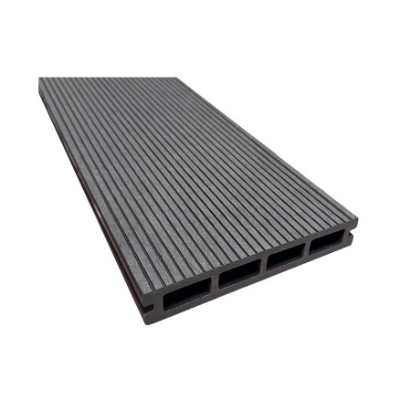 Placa deck terasa WPC 3D, tip pardoseala/dusumea WPC, 150x22mm, gri antracit linii periat