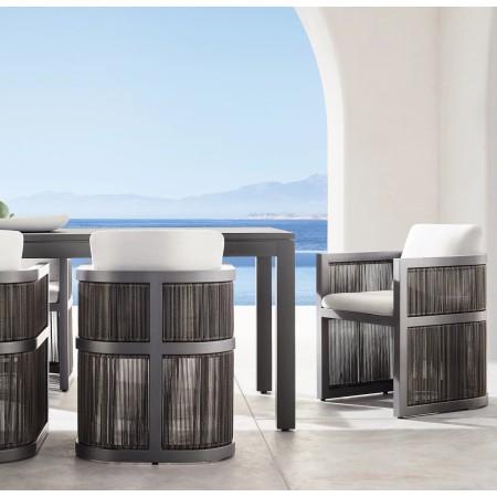 Set masa dining cu 6 scaune premium din aluminiu, pentru terasa/gradina/balcon, model Bari