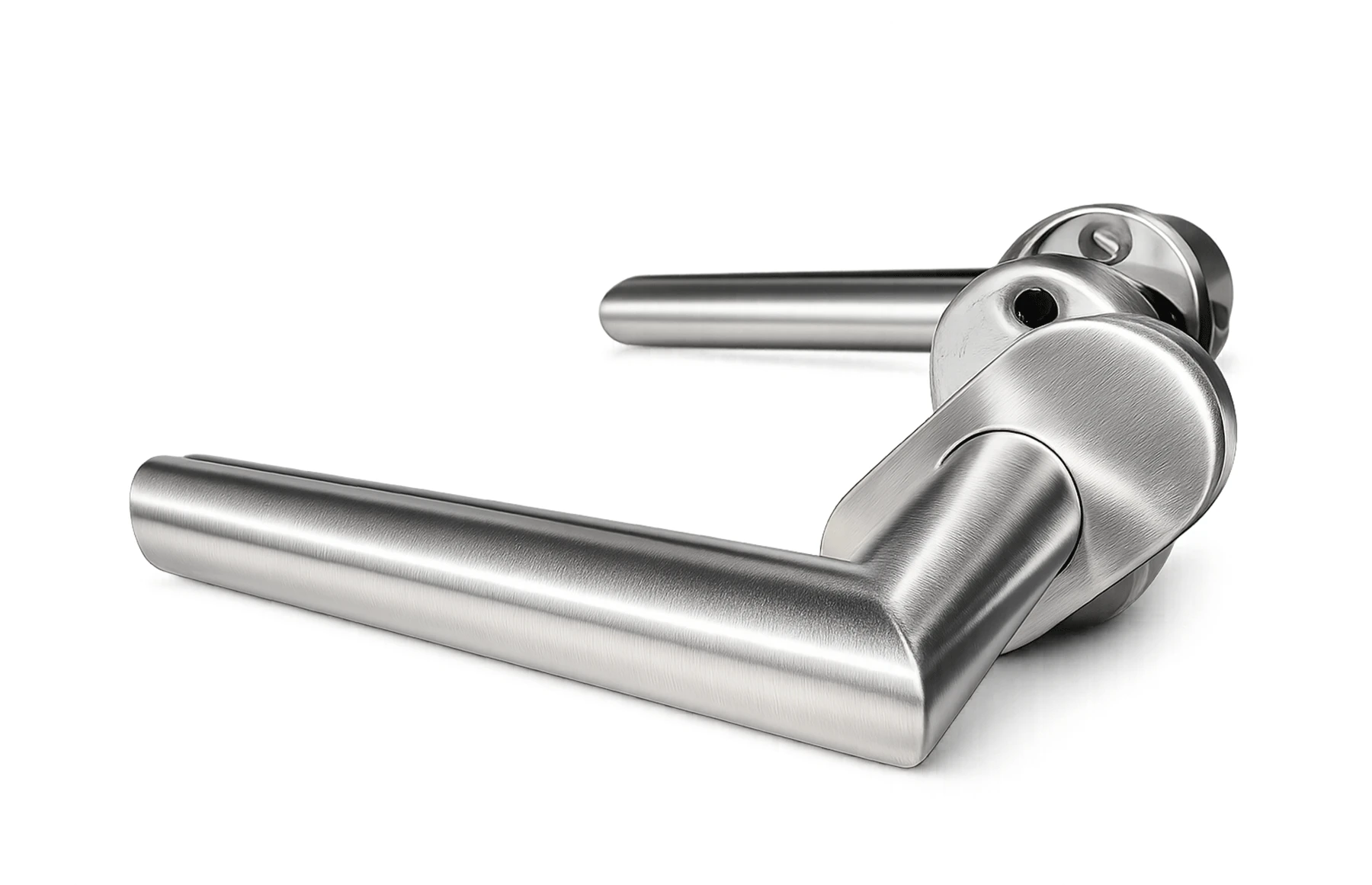 Set mânere poartă inox satinat AISI 316, tip clanță cu arc Premium – Virtuoso