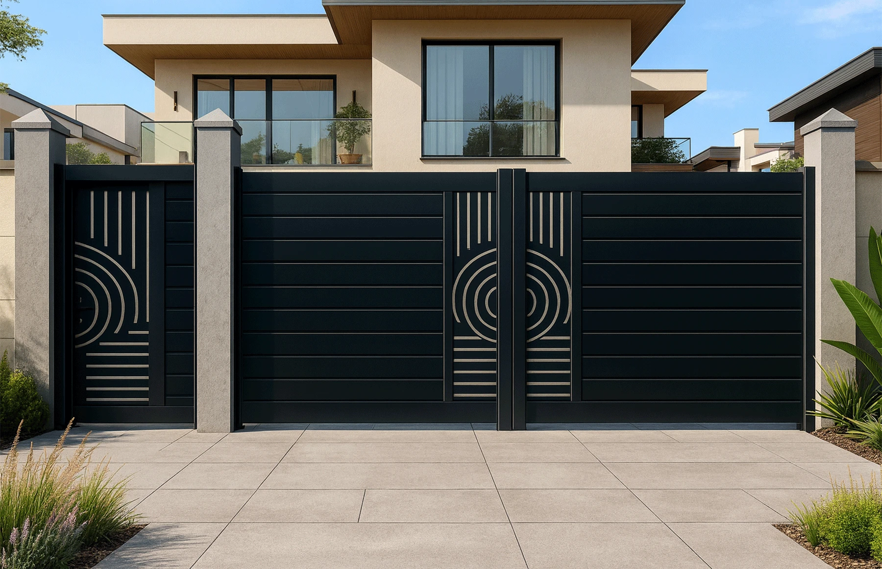 Poarta pietonala metalica din aluminiu 900x1800mm, gri antracit, model  Sahara