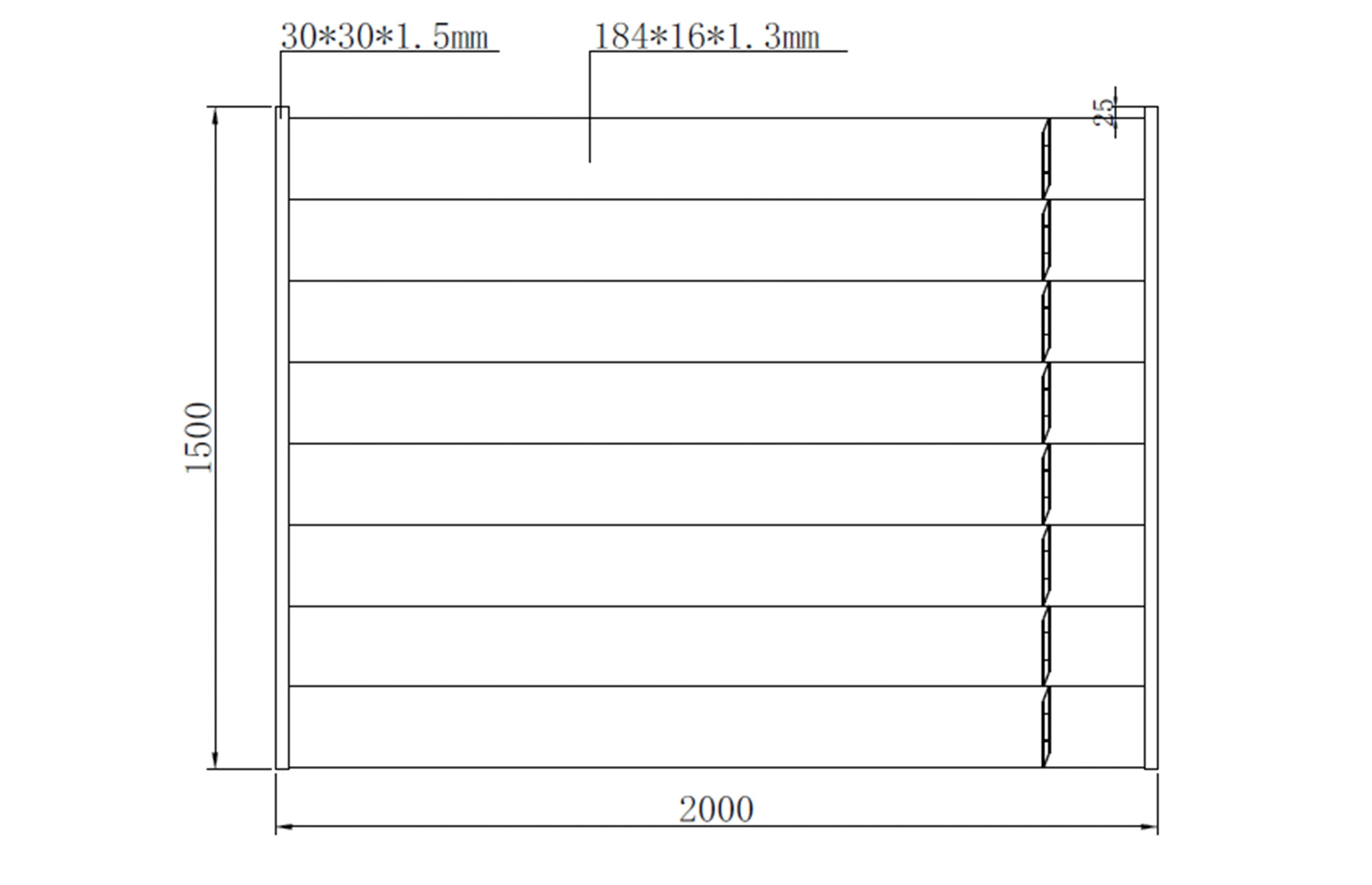Gard metalic din aluminiu, model Baldur, 2000x1500mm