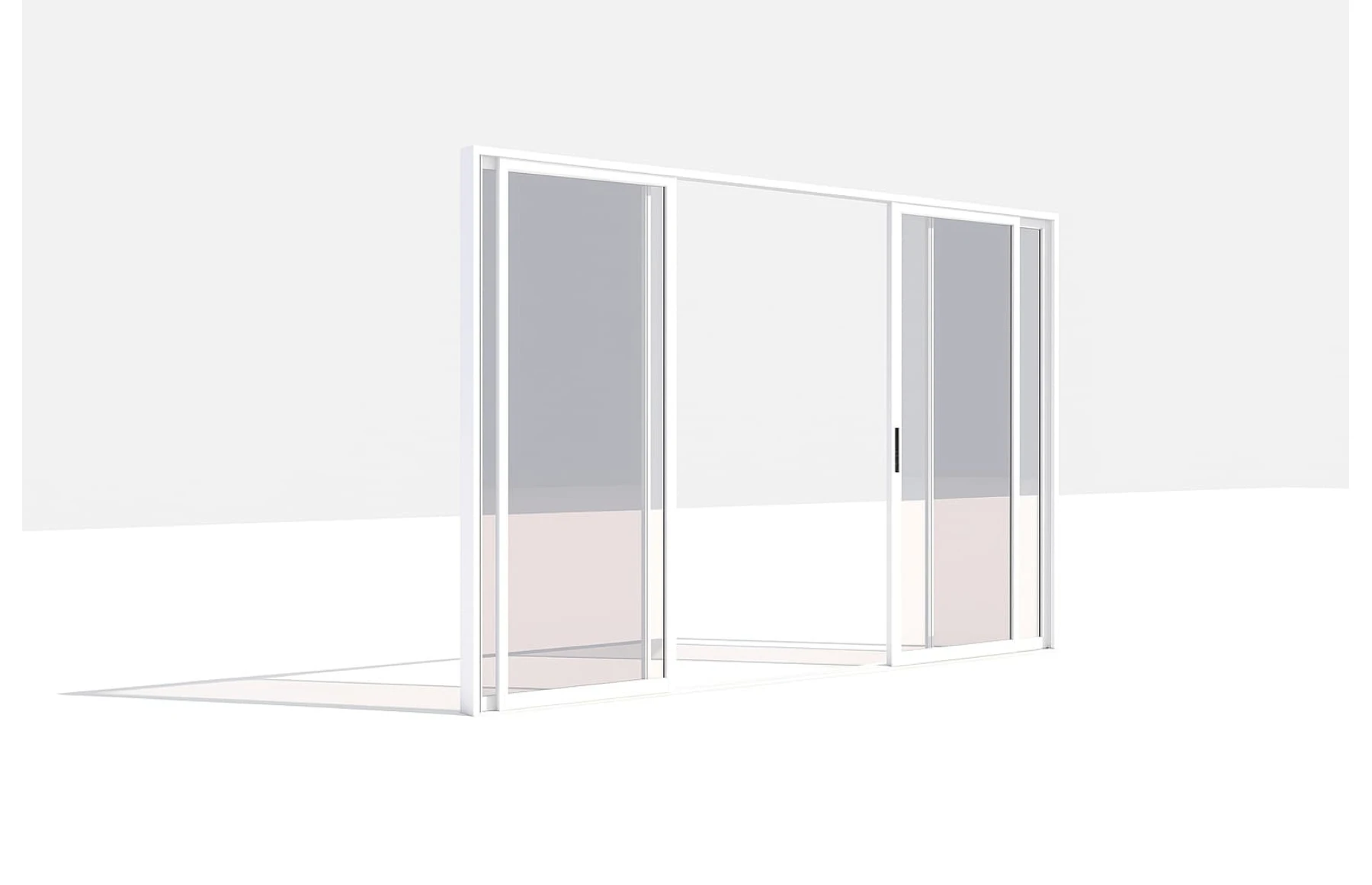 Paravan din sticla securizata, 3 foi, pentru pergola cu Latime de 4000mm si Inaltime: 2500mm, Grosime sticla: 8mm, Dimensiune totala: 3700x2380mm, Culoare structura: ALB
