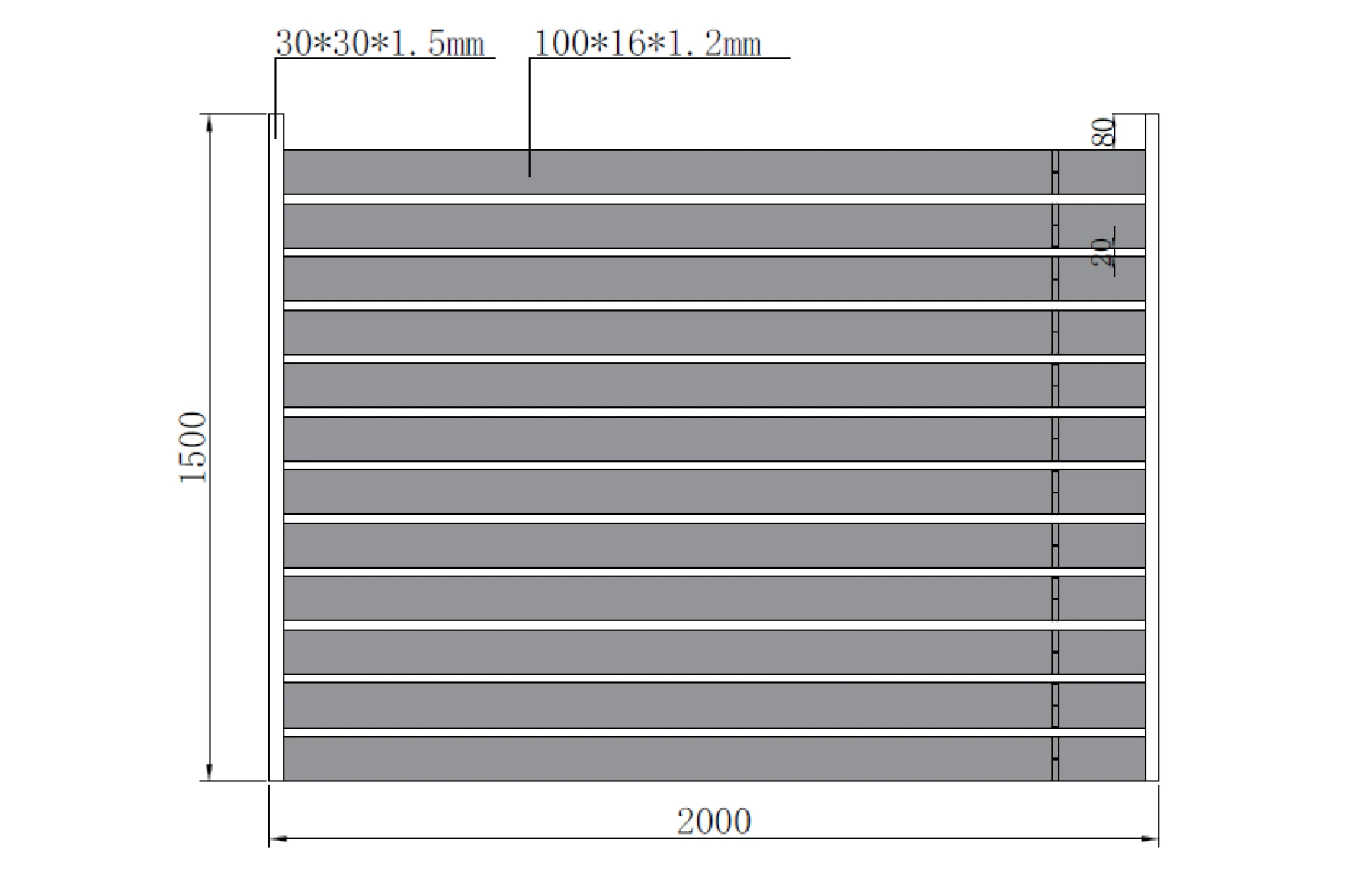 Gard metalic din aluminiu, model Taurus, 2000x1500mm