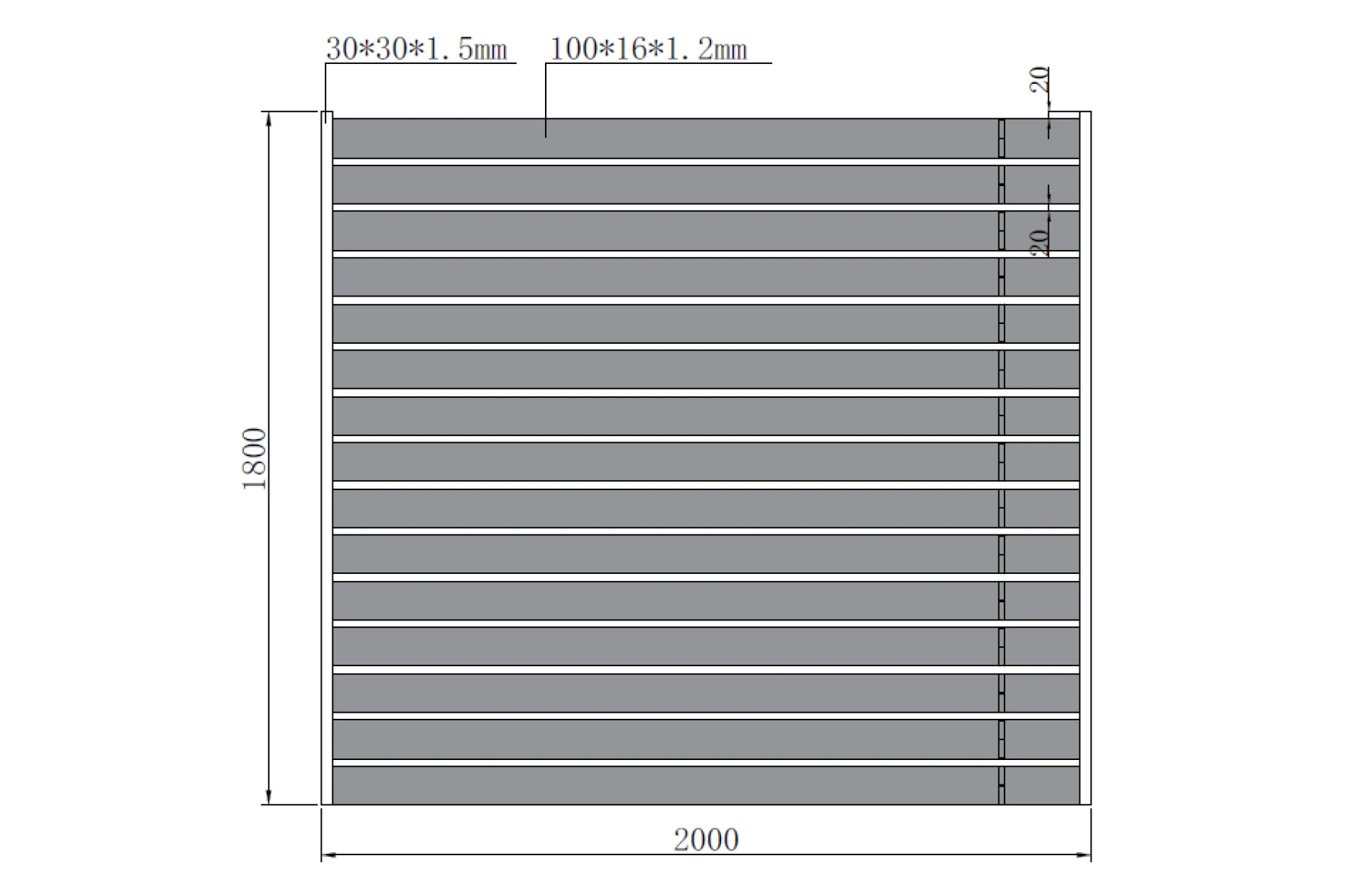 Gard metalic din aluminiu, model Taurus, 2000x1800mm