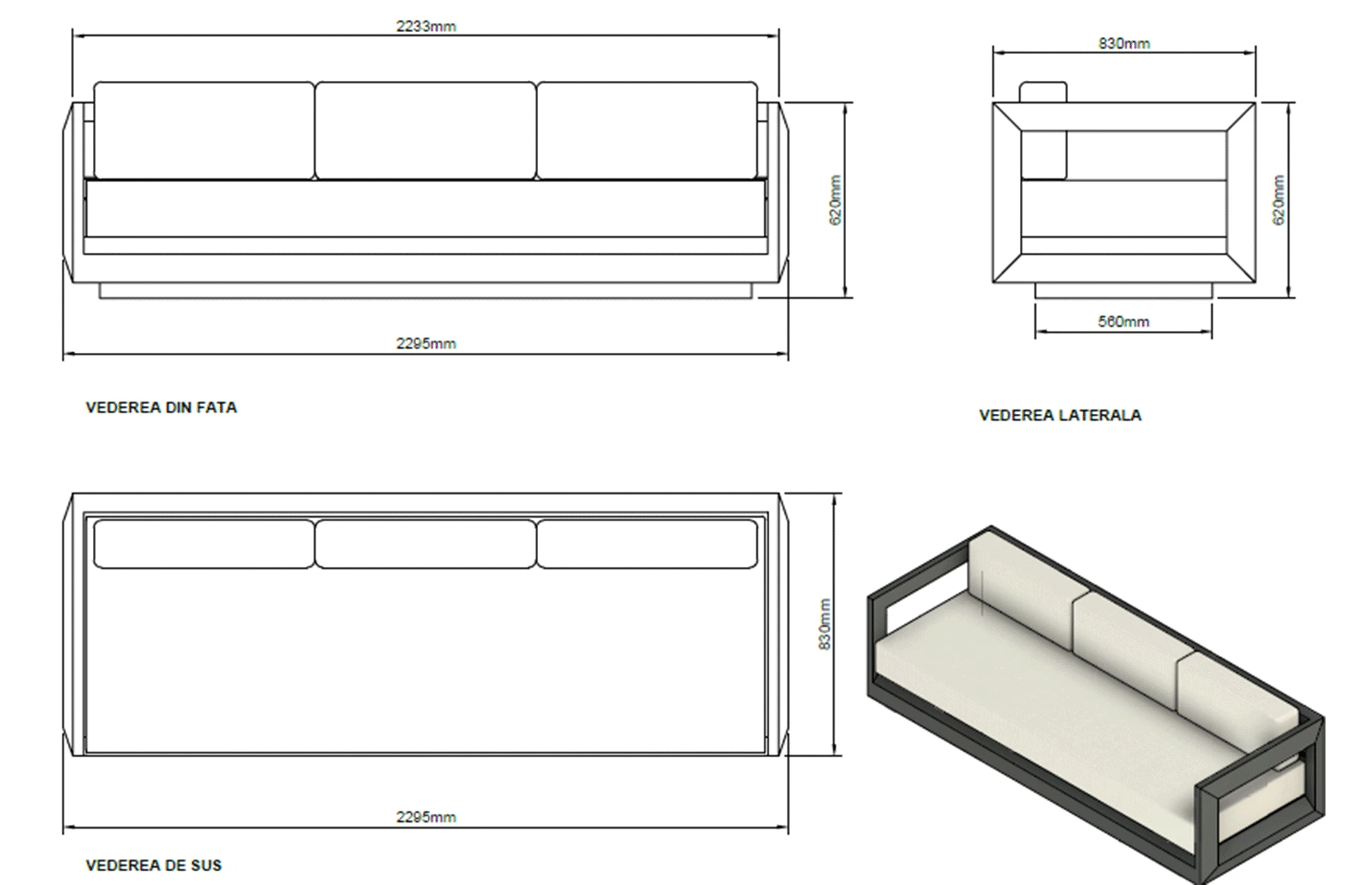 Set mobilier premium din aluminiu, pentru terasa/gradina/balcon, model Dubai
