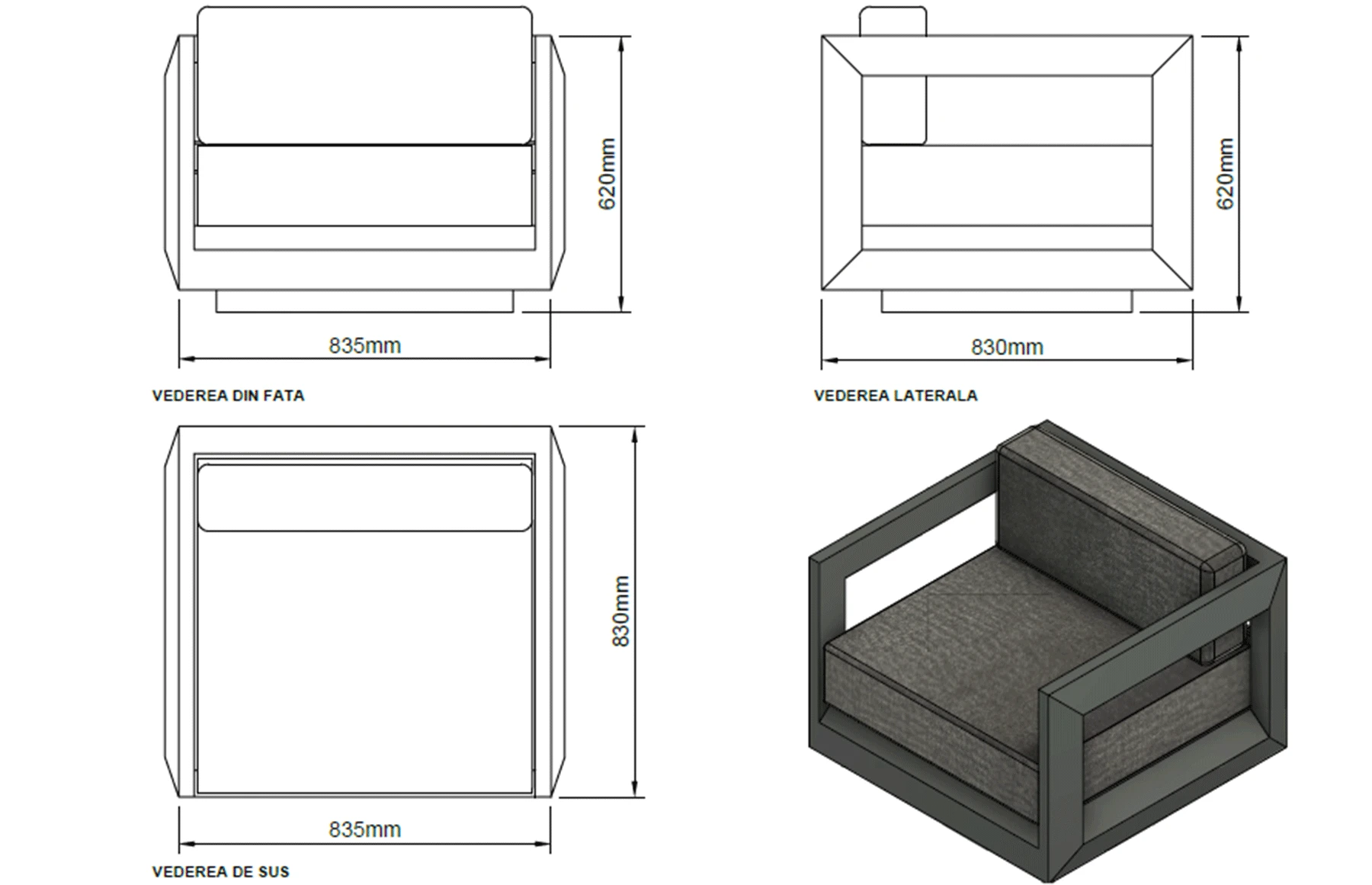 Set mobilier premium din aluminiu, pentru terasa/gradina/balcon, model Dubai