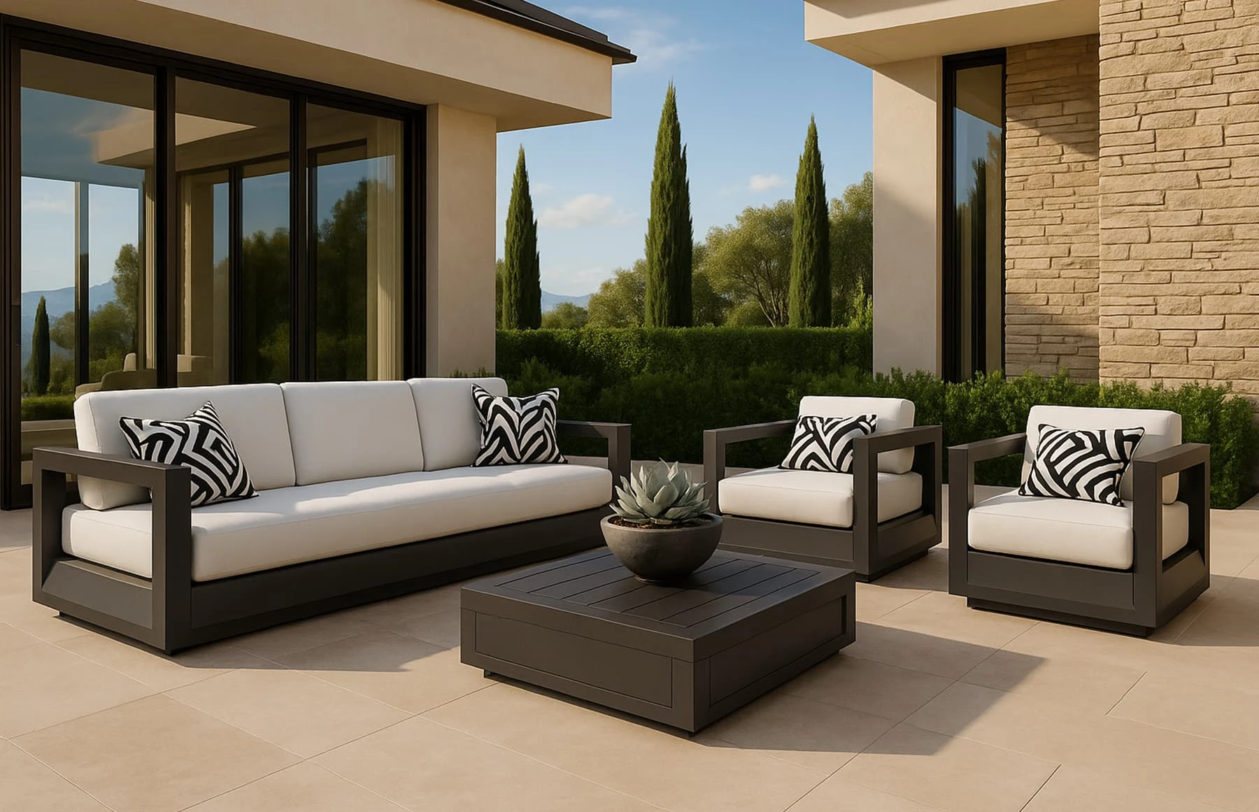 Set mobilier premium din aluminiu, pentru terasa/gradina/balcon, model Dubai