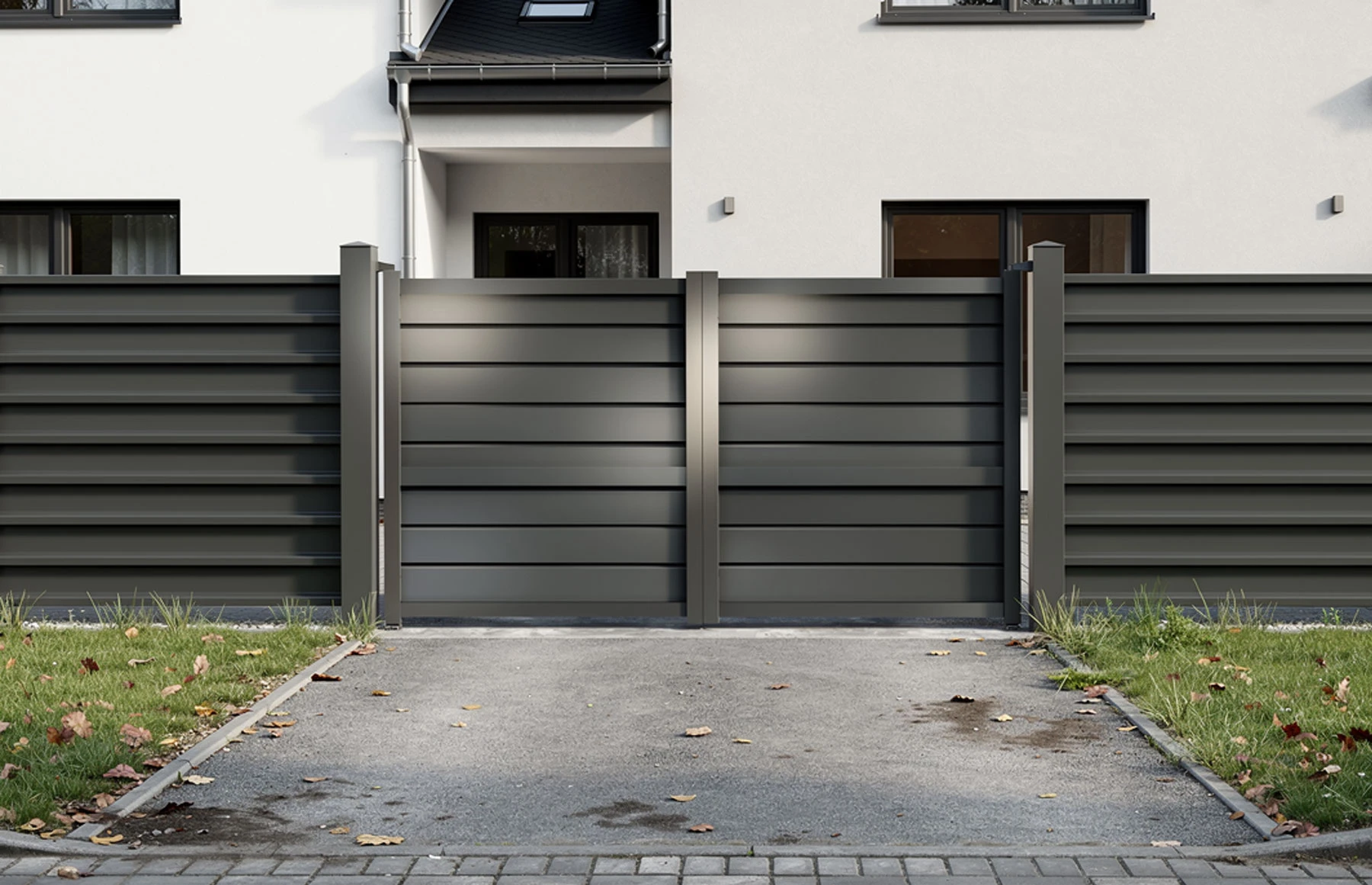 Poarta auto batanta aluminiu 3500x1800mm, model Baldur, maro