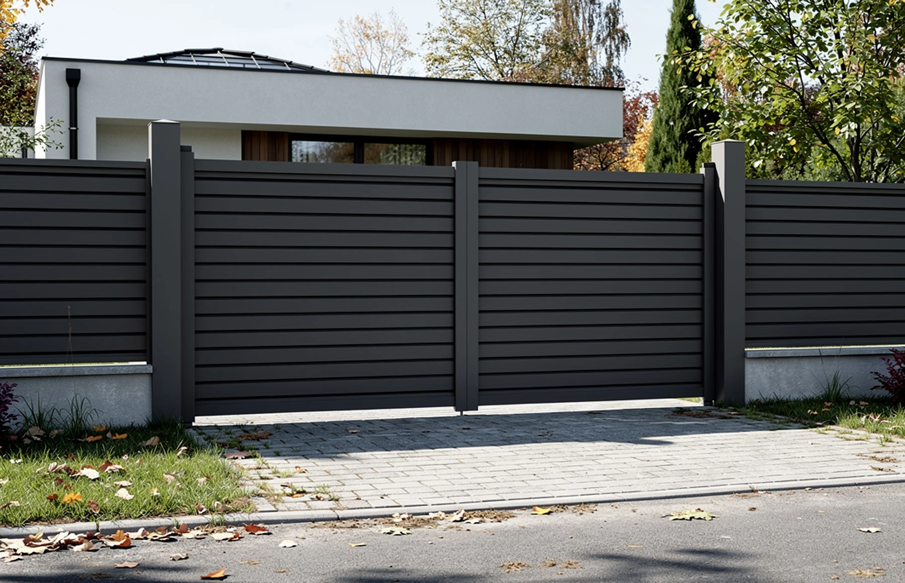 Poarta auto batanta, aluminiu, 4000x1800mm, gri antracit, model Jaluzea Deluxe