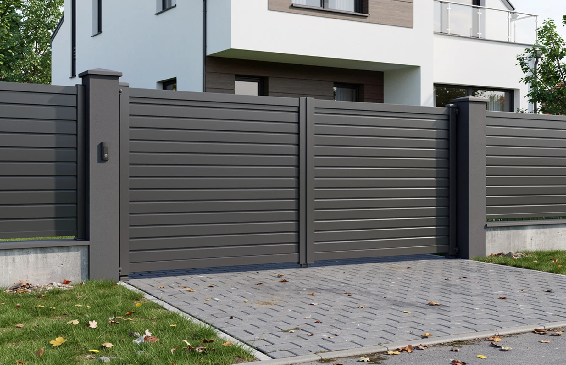 Poarta auto batanta, aluminiu, 3000x1800mm, gri antracit, model Jaluzea Deluxe