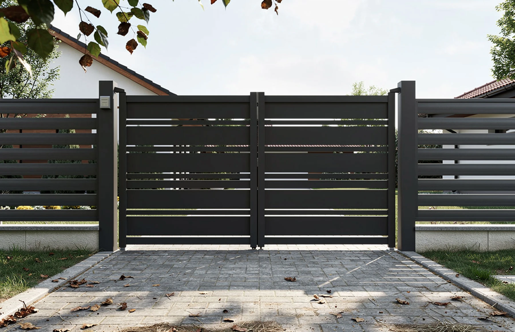 Poarta auto batanta aluminiu 3500x2000mm, model Neptun, gri antracit