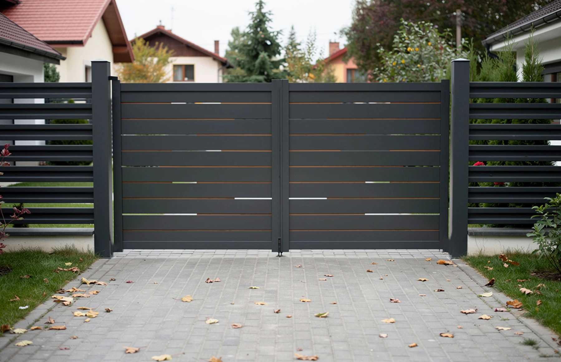 Poarta auto batanta, 3800x1800mm, model Ragnar, insertii tip lemn aluminiu