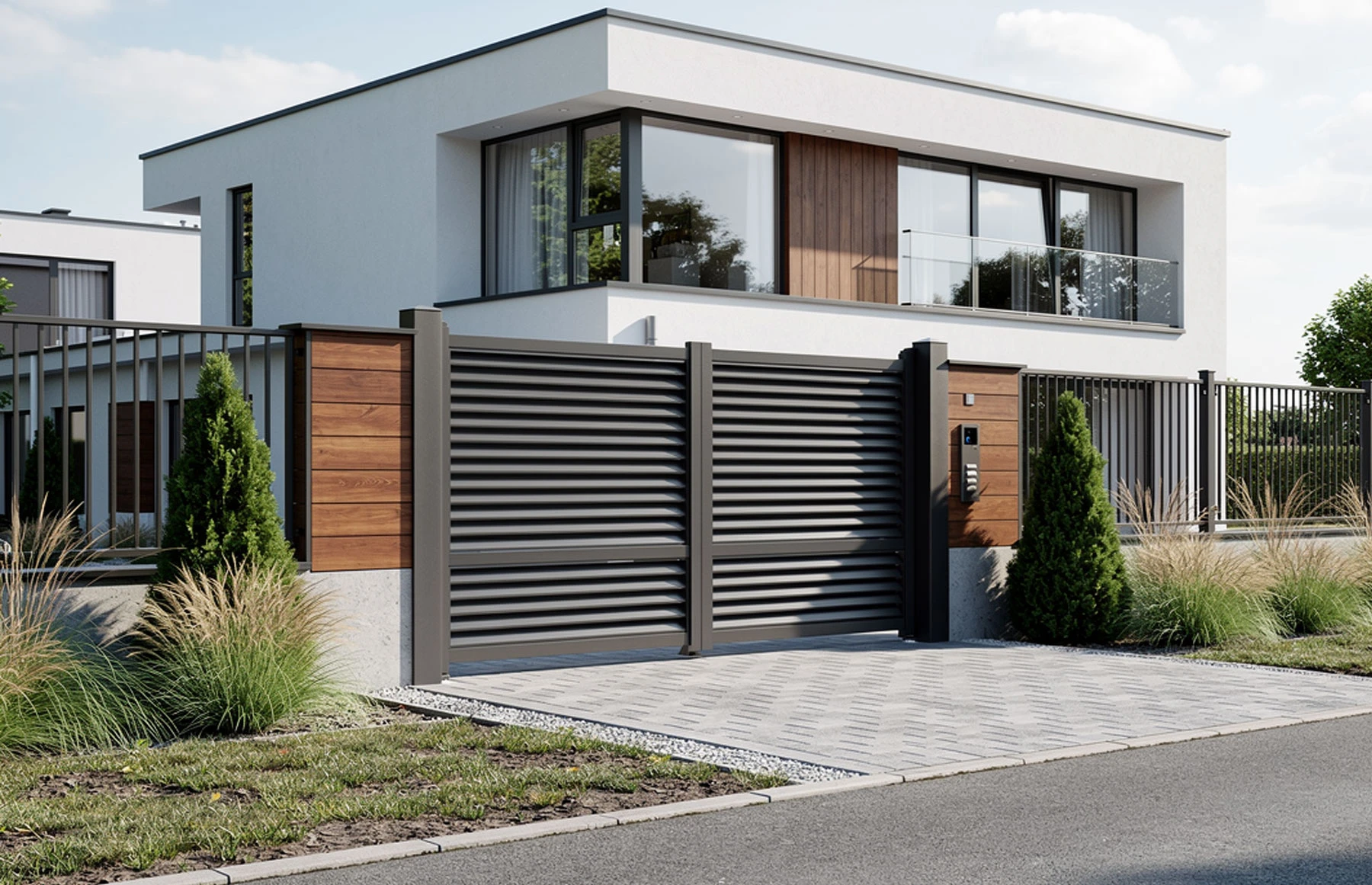 Poarta auto batanta ranforsata aluminiu 3500x1800mm, gri antracit, model Jaluzea Suprem