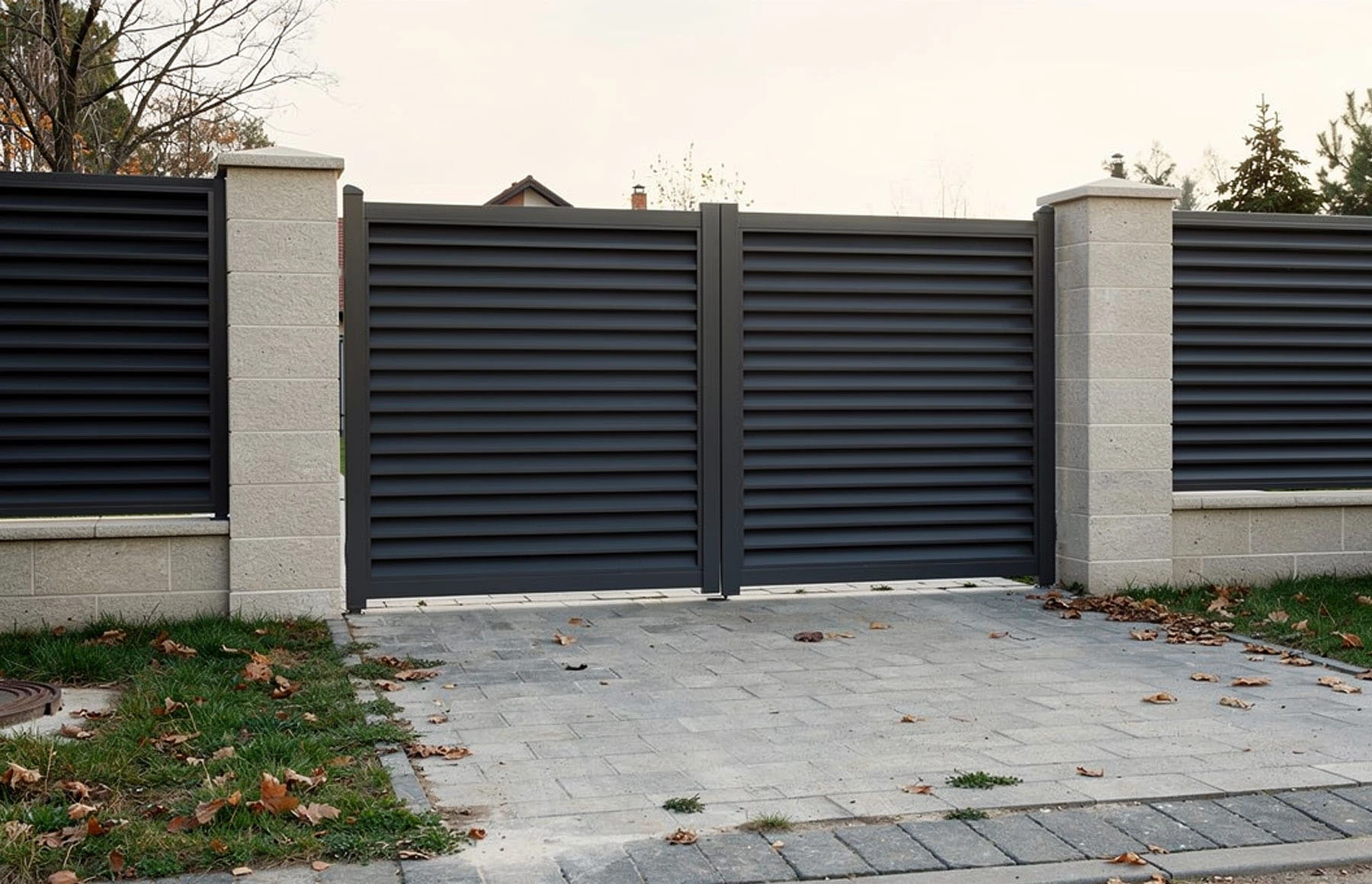 Poarta pietonala metalica din aluminiu 900x1800mm, gri antracit, model Jaluzea Suprem
