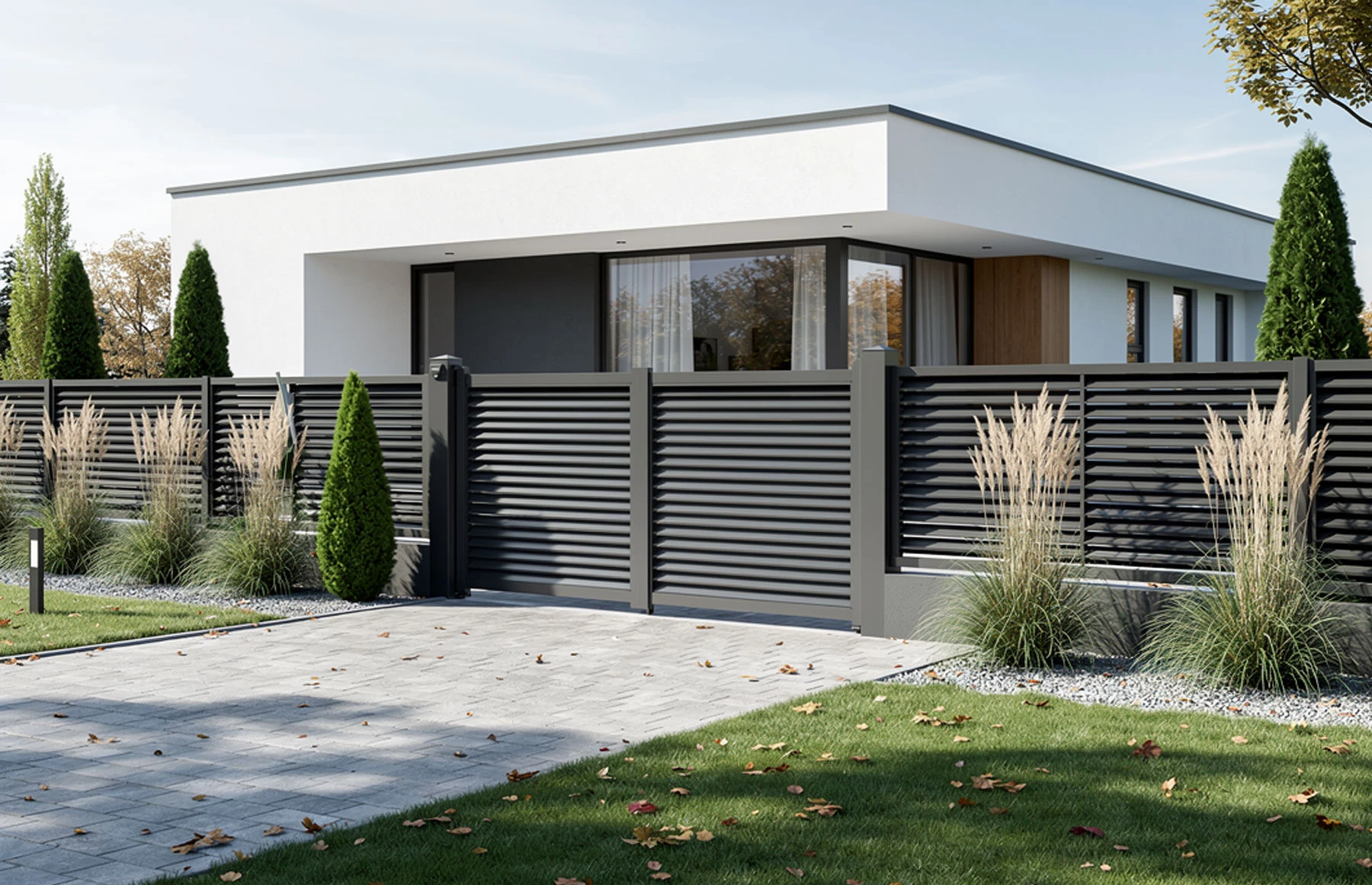 Poarta pietonala metalica din aluminiu 900x1800mm, gri antracit, model Jaluzea Suprem