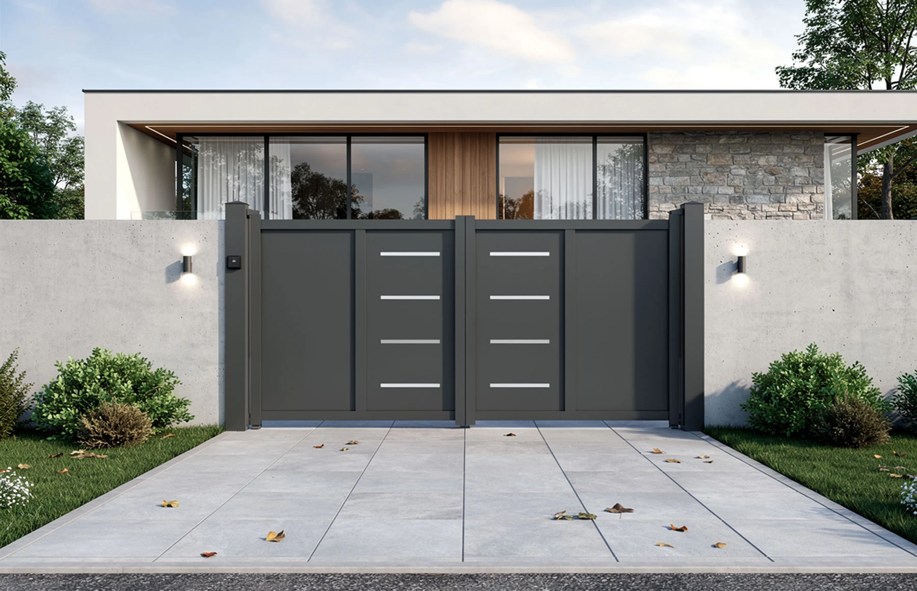 Poarta auto metalica din aluminiu 3500x1800mm, gri antracit, model Thor