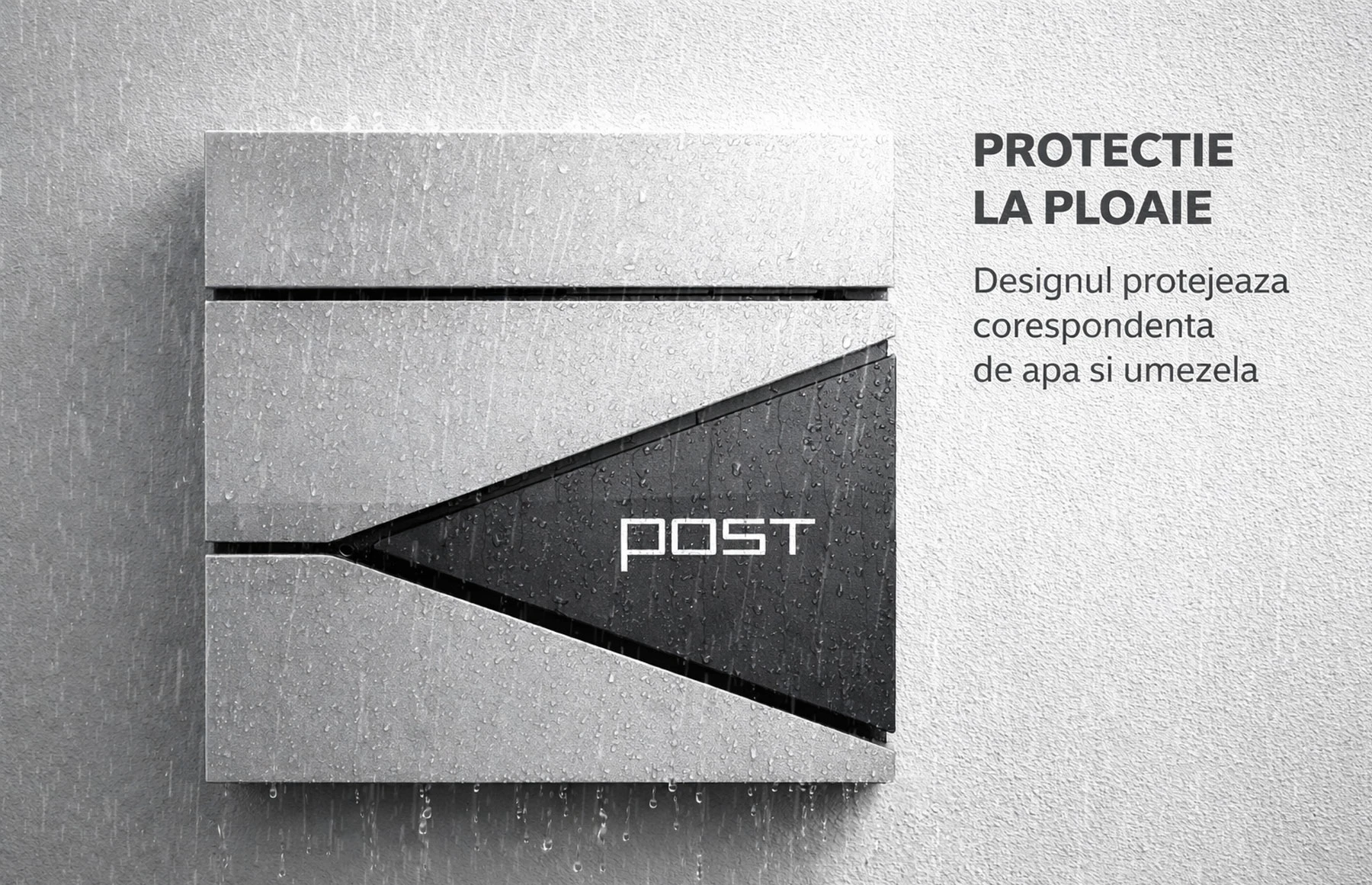 Cutie postala otel zincat, Design Modern, Gri antracit, Argintiu si Negru