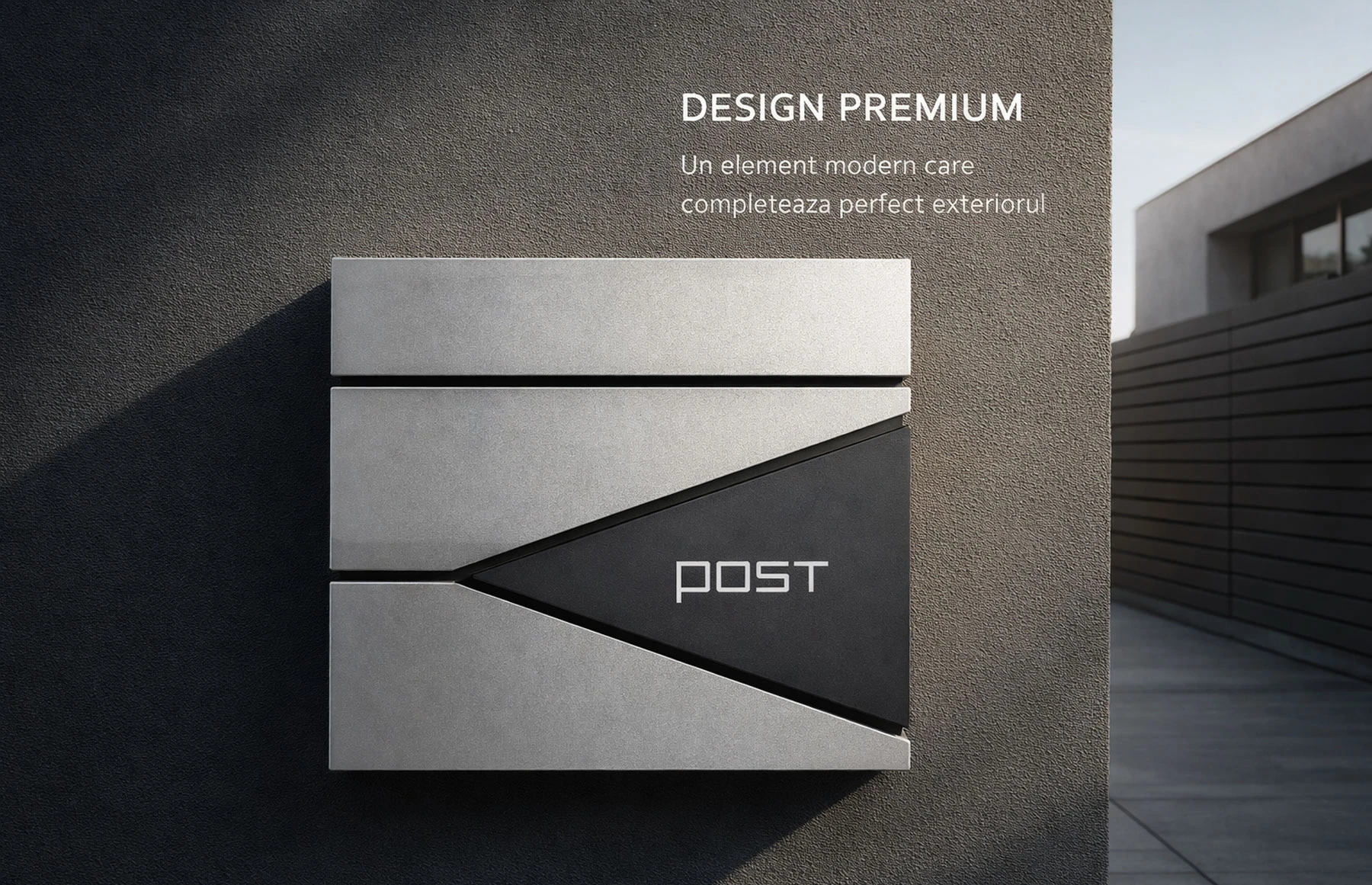 Cutie postala otel zincat, Design Modern, Gri antracit, Argintiu si Negru