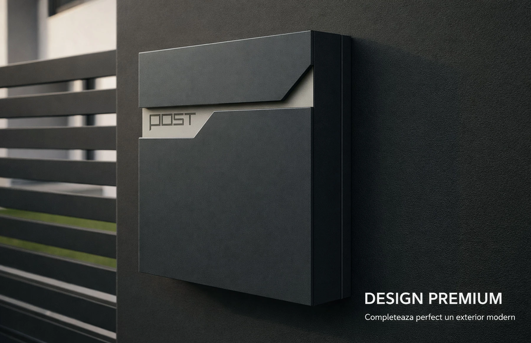 Cutie postala otel zincat, Design Modern, Gri antracit si Argintiu