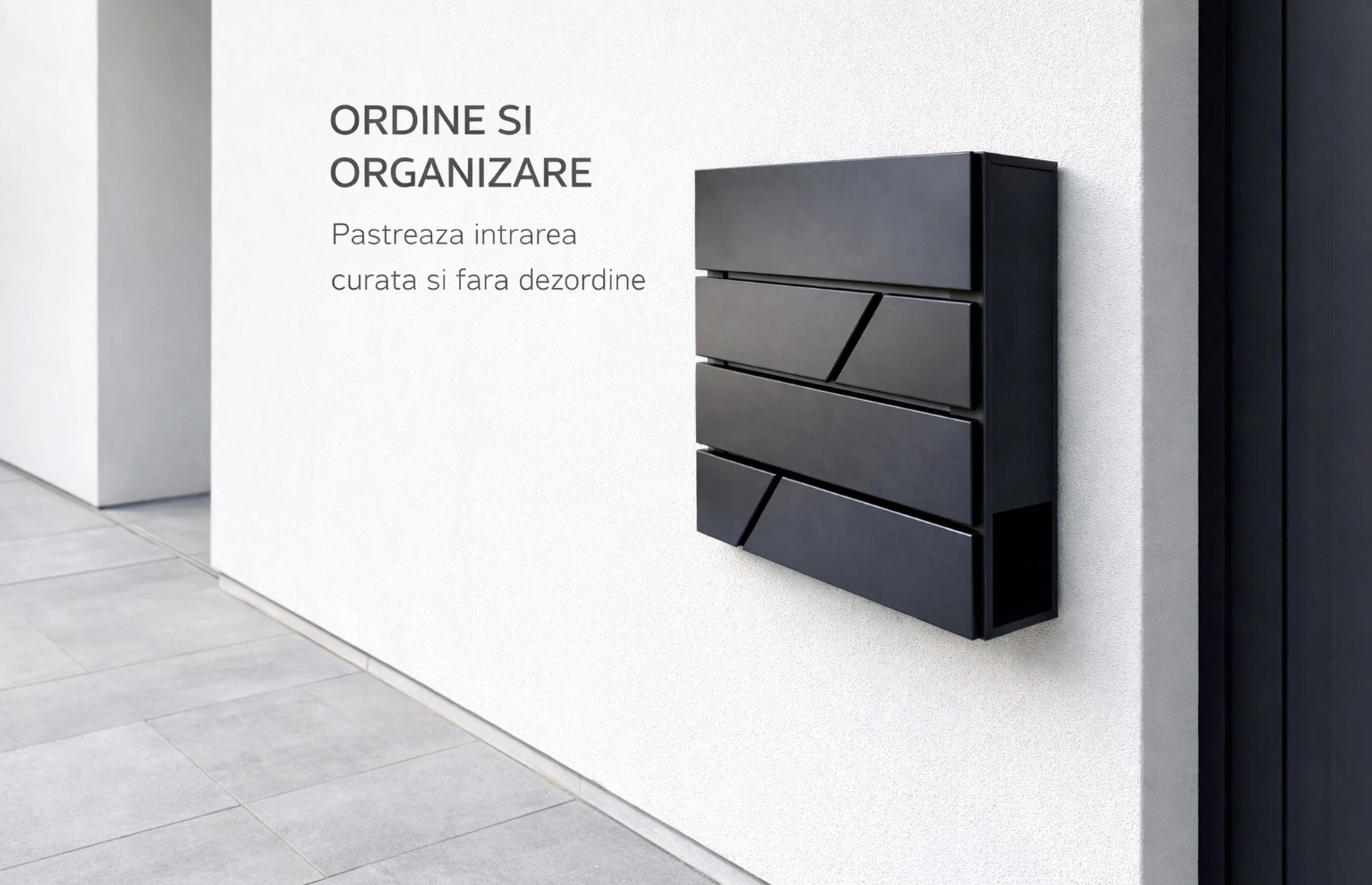 Cutie postala otel zincat, Design Modern, Negru