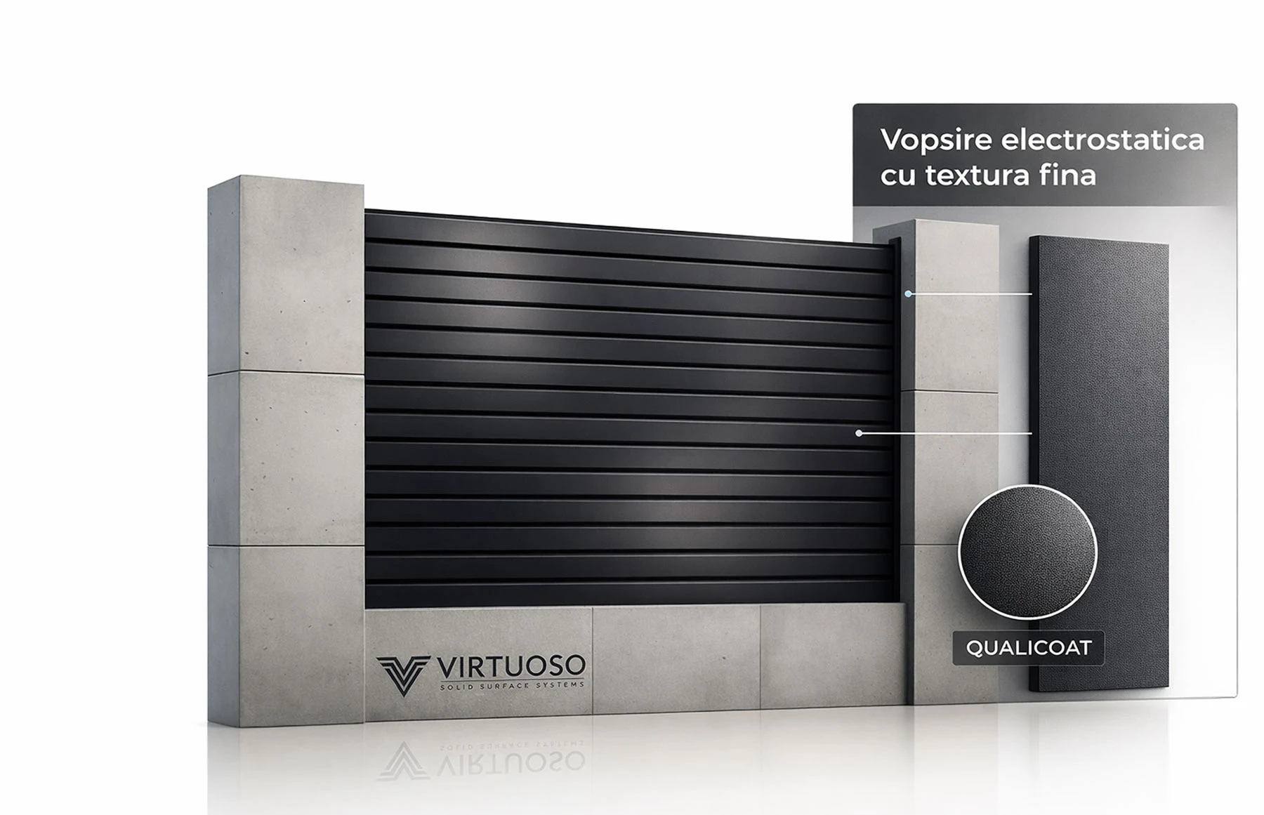 Gard metalic din aluminiu, model Jaluzea Deluxe, 2500x1500mm