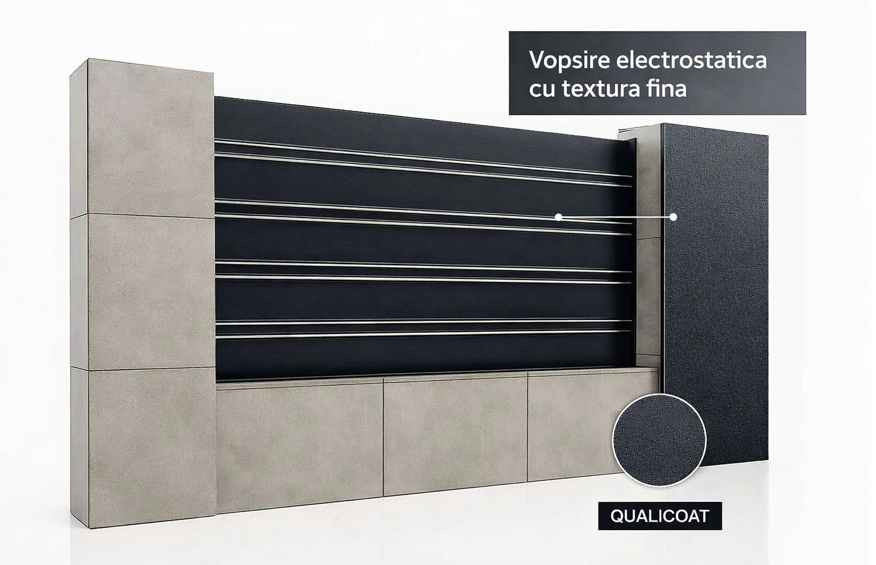 Gard metalic din aluminiu, model Neptun, 2000x1800mm