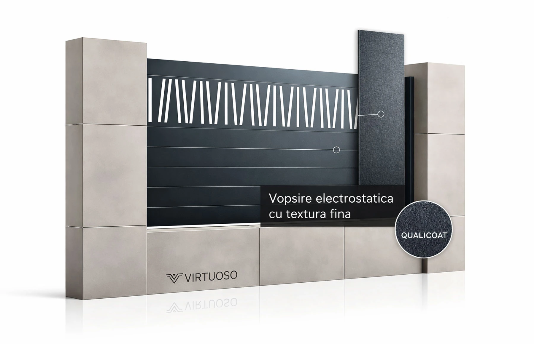 Gard metalic din aluminiu, model Poseidon, 2000 x 1800 mm