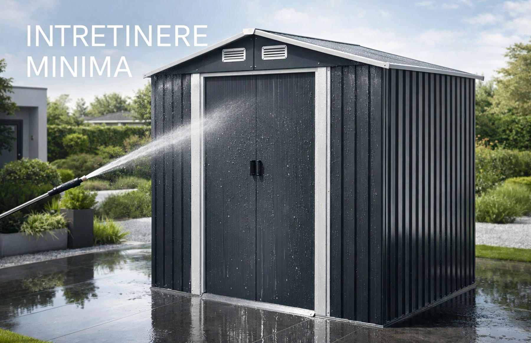 Magazie tip casuta depozitare gradina EasyBox 4m2, casuta depozitare unelte, Basic, Otel zincat