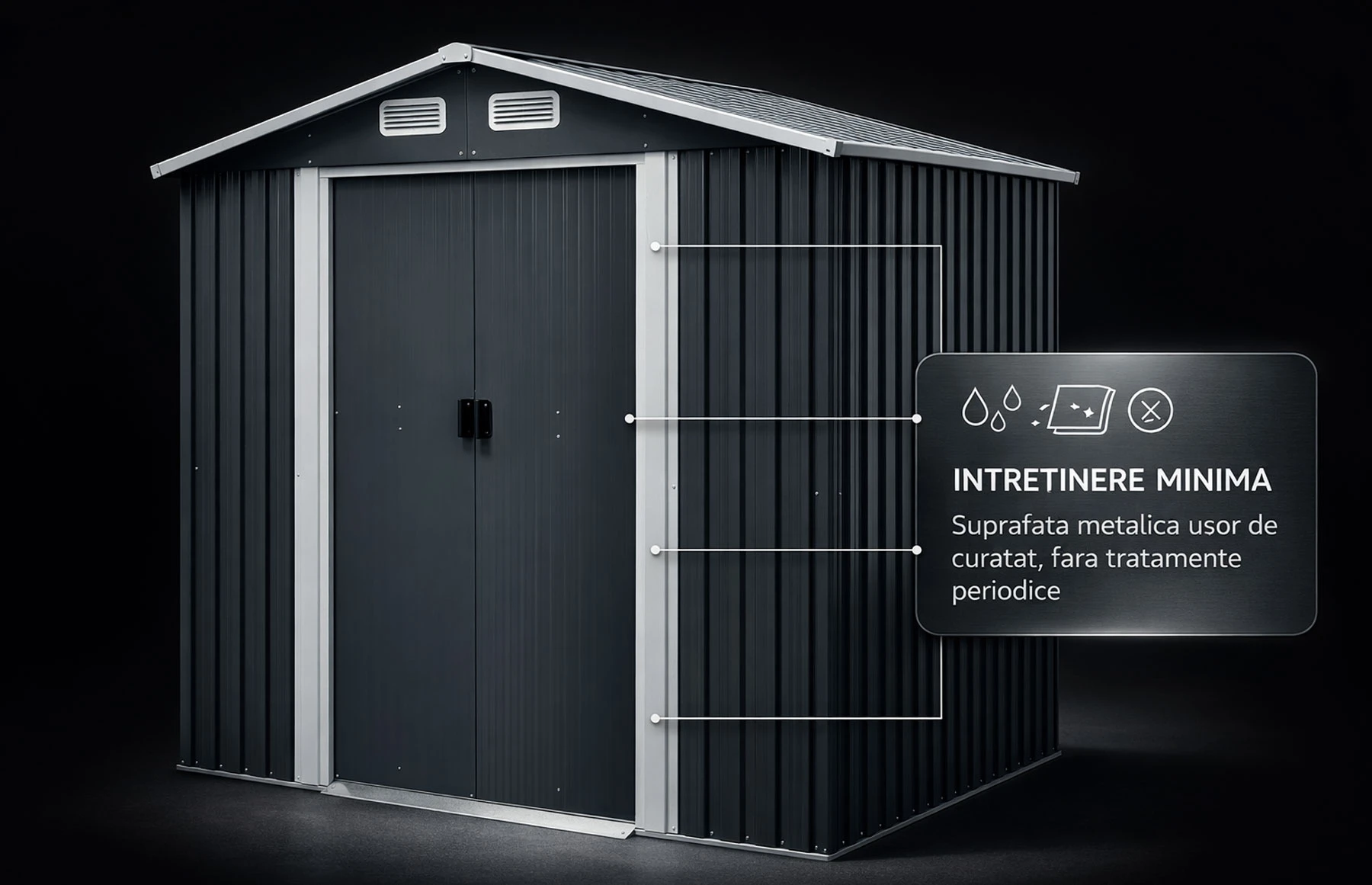 Magazie tip casuta depozitare gradina EasyBox 4m2, casuta depozitare unelte, Basic, Otel zincat