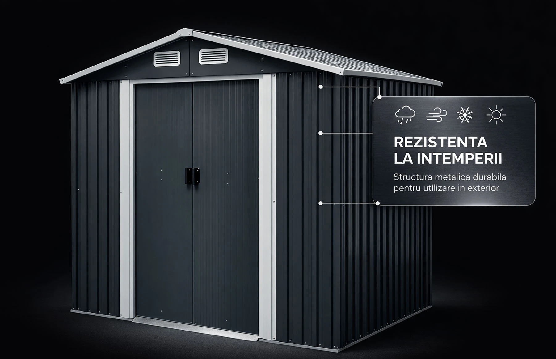 Magazie tip casuta depozitare gradina EasyBox 4m2, casuta depozitare unelte, Basic, Otel zincat