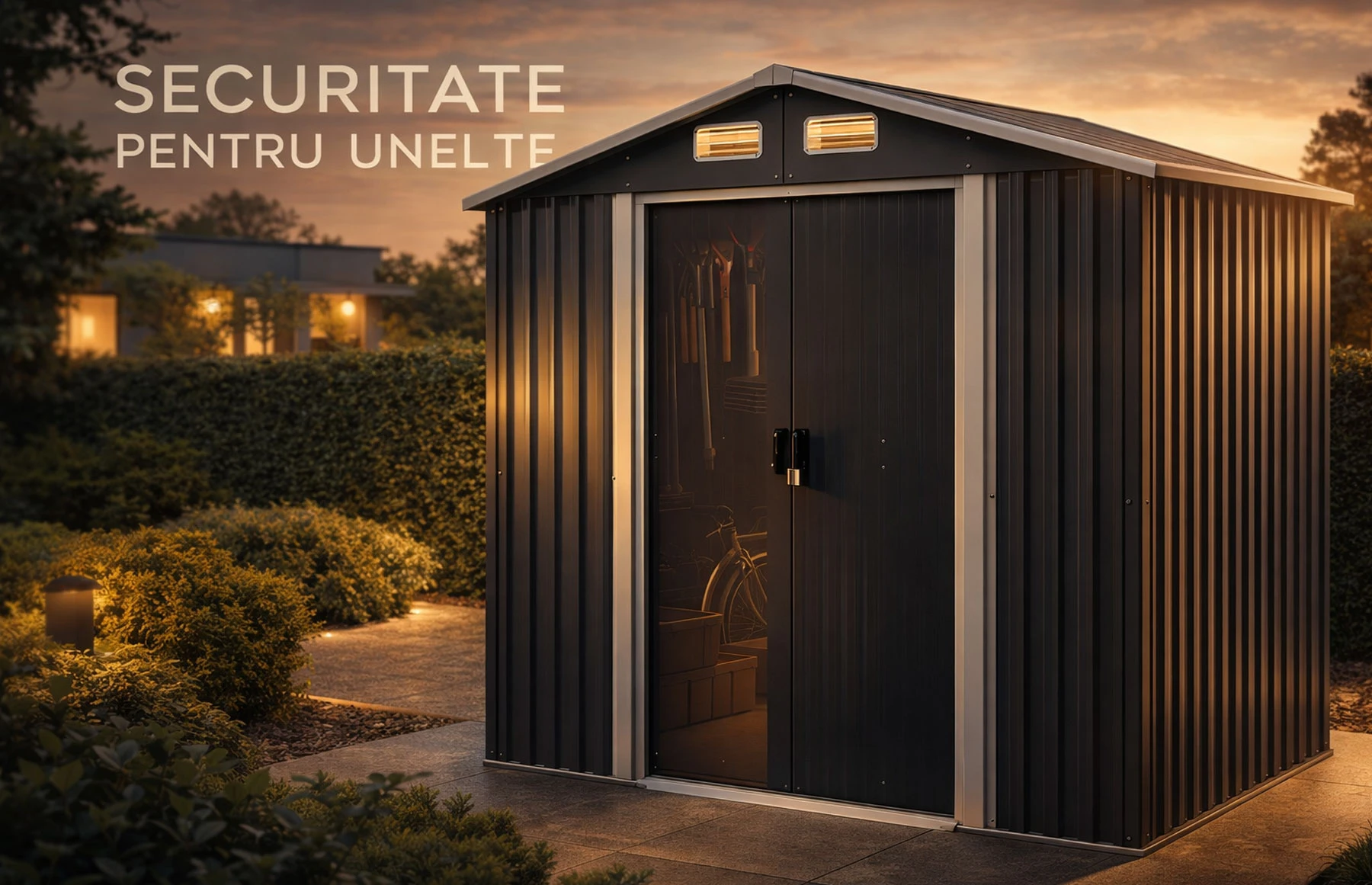 Magazie tip casuta depozitare gradina EasyBox 4m2, casuta depozitare unelte, Basic, Otel zincat