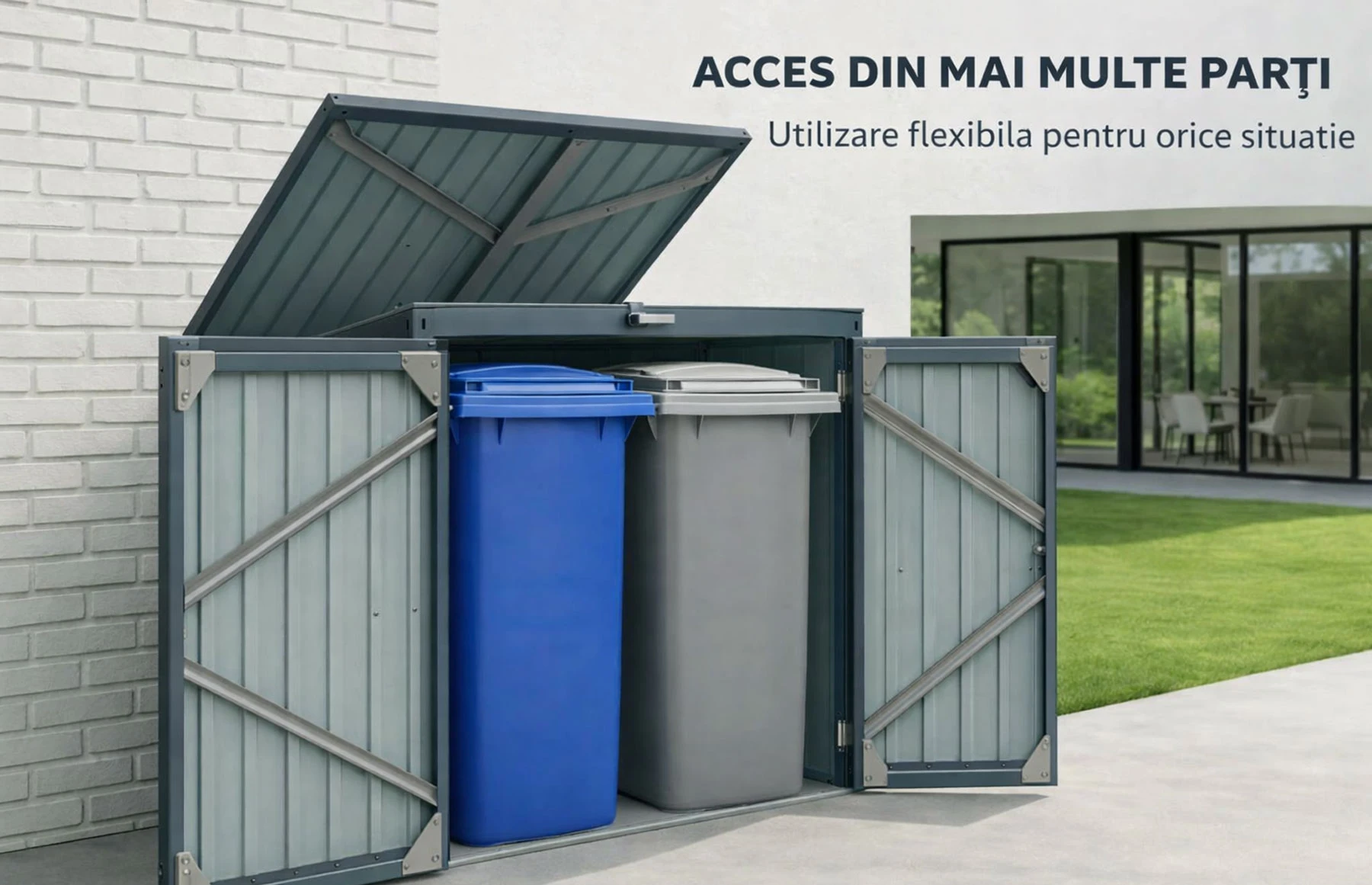 Magazie depozitare tomberoane gunoi Smartbin, depozitare pubela gunoi, Basic, Otel zincat