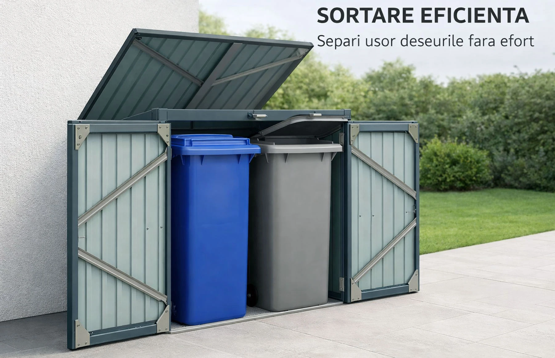 Magazie depozitare tomberoane gunoi Smartbin, depozitare pubela gunoi, Basic, Otel zincat