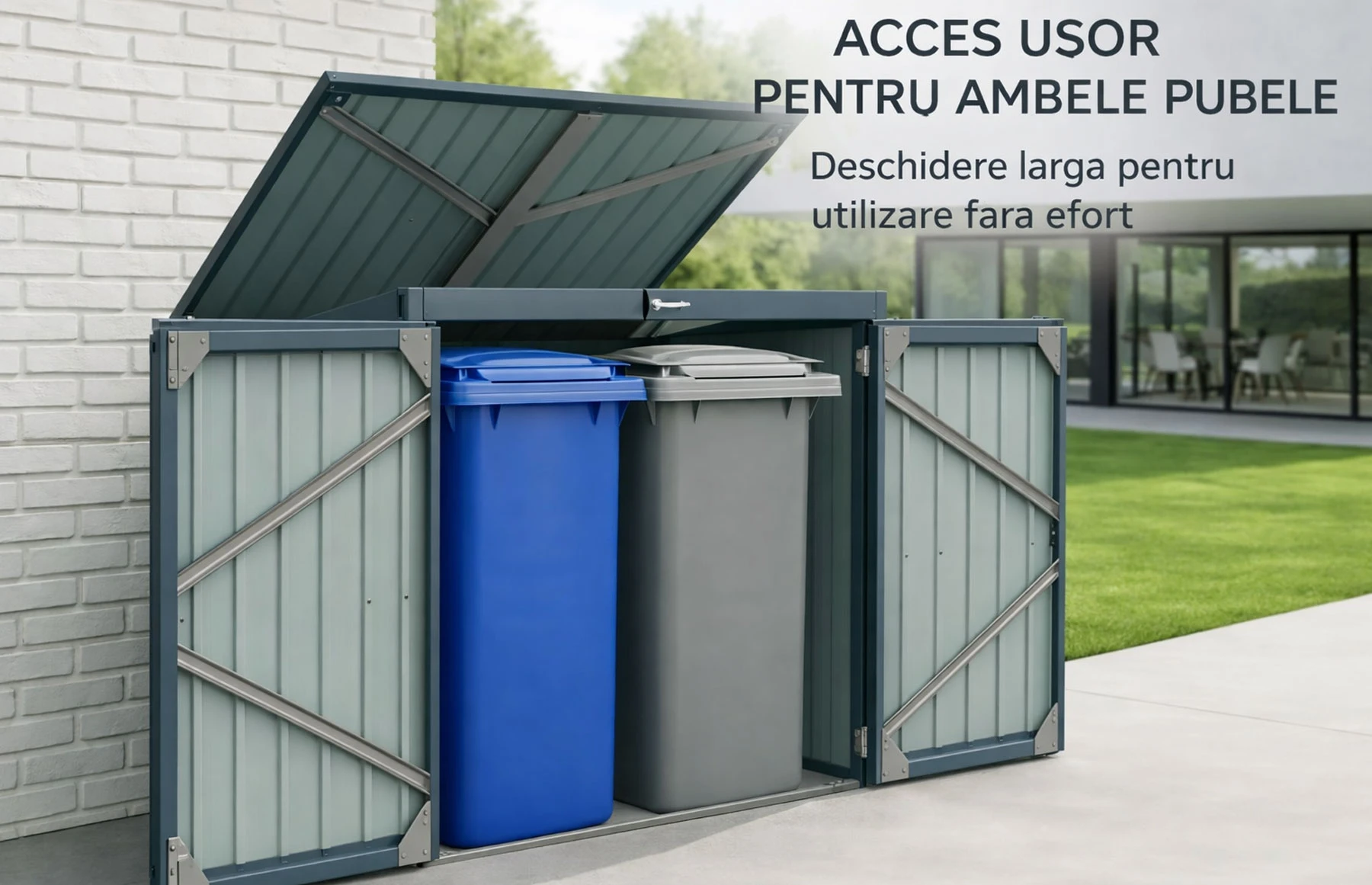 Magazie depozitare tomberoane gunoi Smartbin, depozitare pubela gunoi, Basic, Otel zincat
