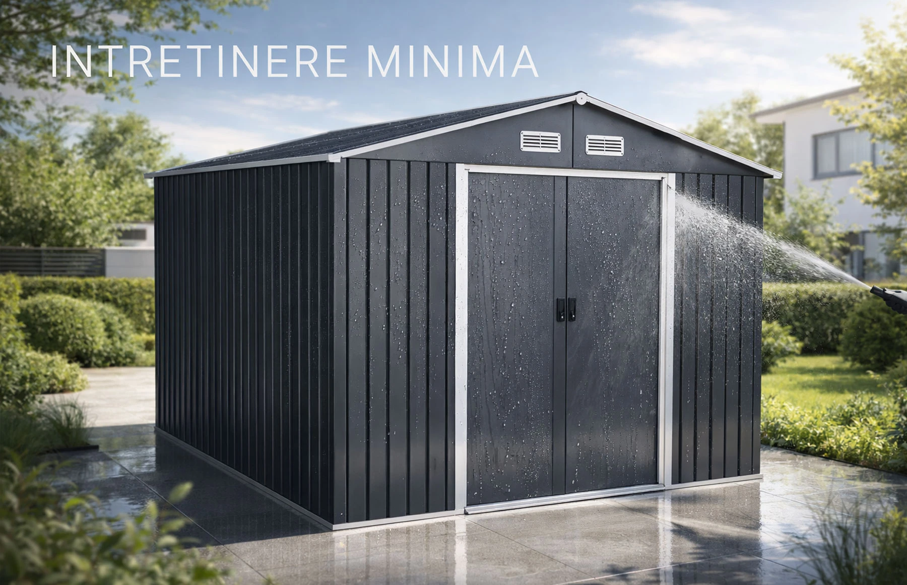 Magazie tip casuta depozitare gradina EasyBox Large 9m2, casuta depozitare unelte, Basic, Otel zincat