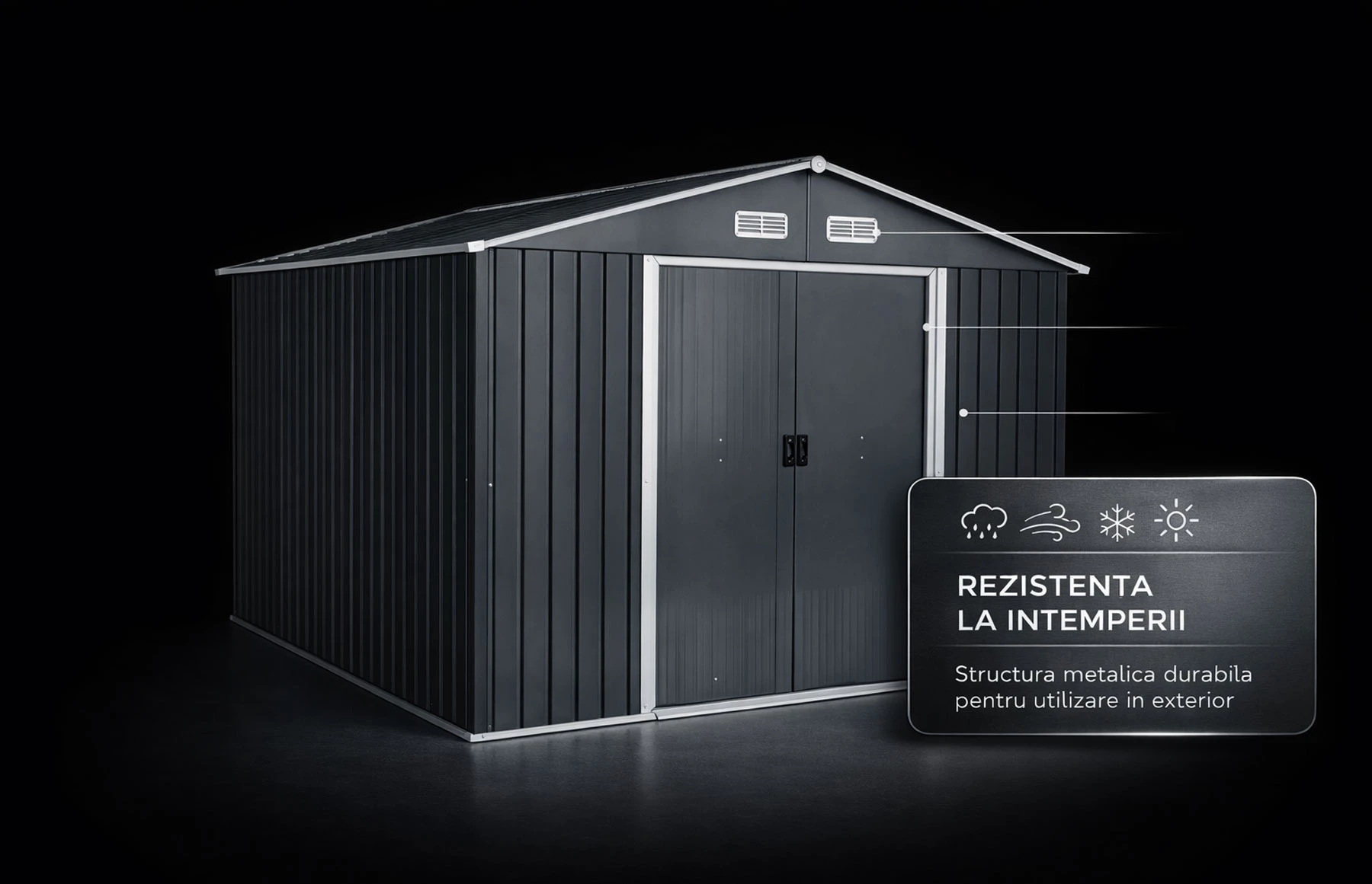 Magazie tip casuta depozitare gradina EasyBox Large 9m2, casuta depozitare unelte, Basic, Otel zincat