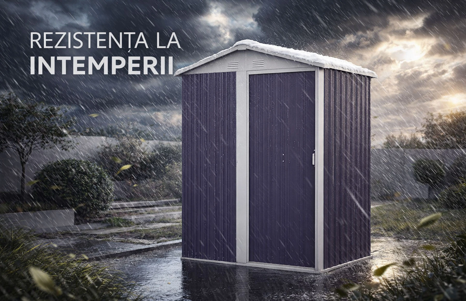 Magazie tip casuta depozitare gradina EasyBox Small 2m2, casuta depozitare unelte, Basic, Otel zincat