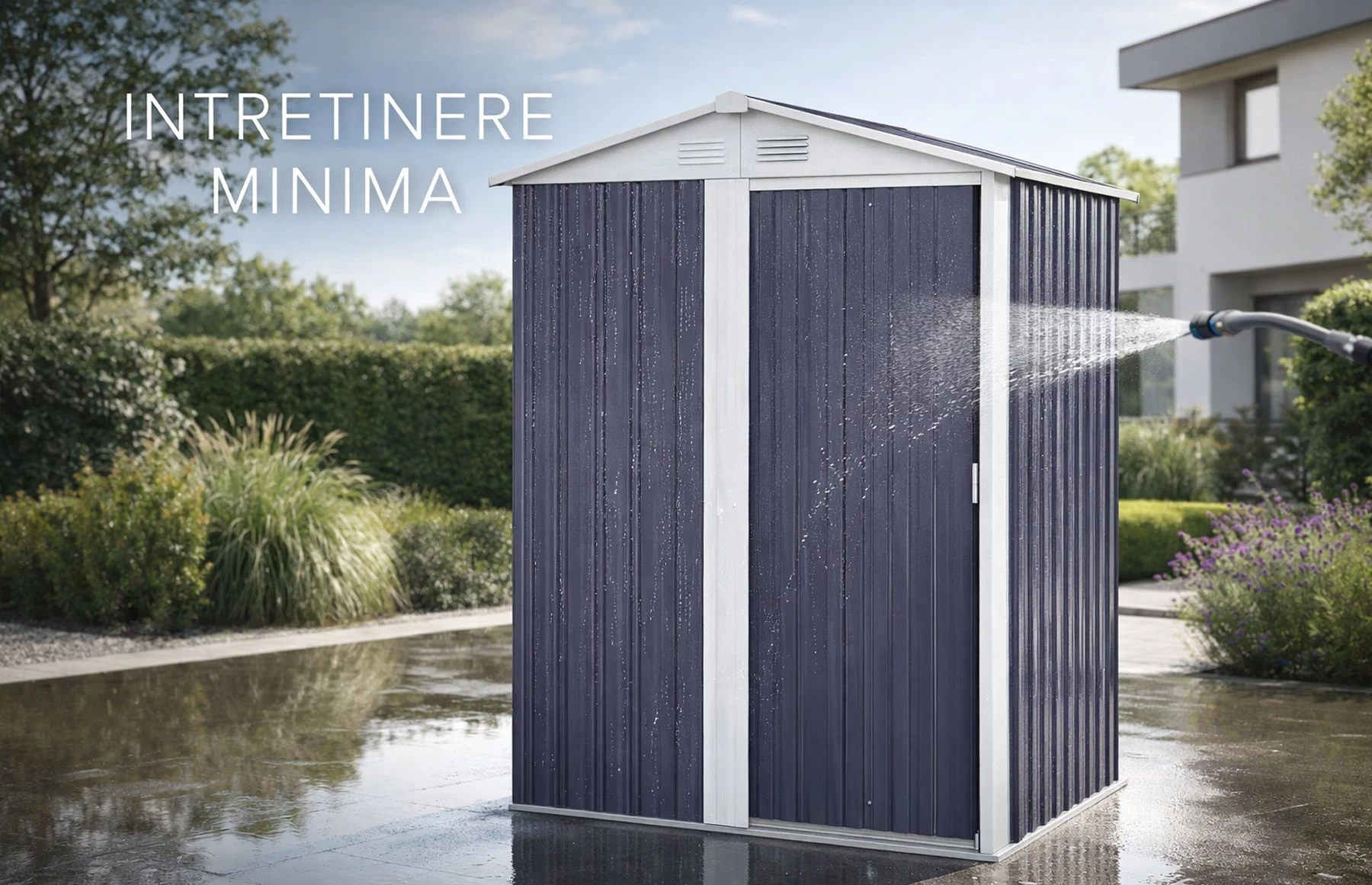 Magazie tip casuta depozitare gradina EasyBox Small 2m2, casuta depozitare unelte, Basic, Otel zincat