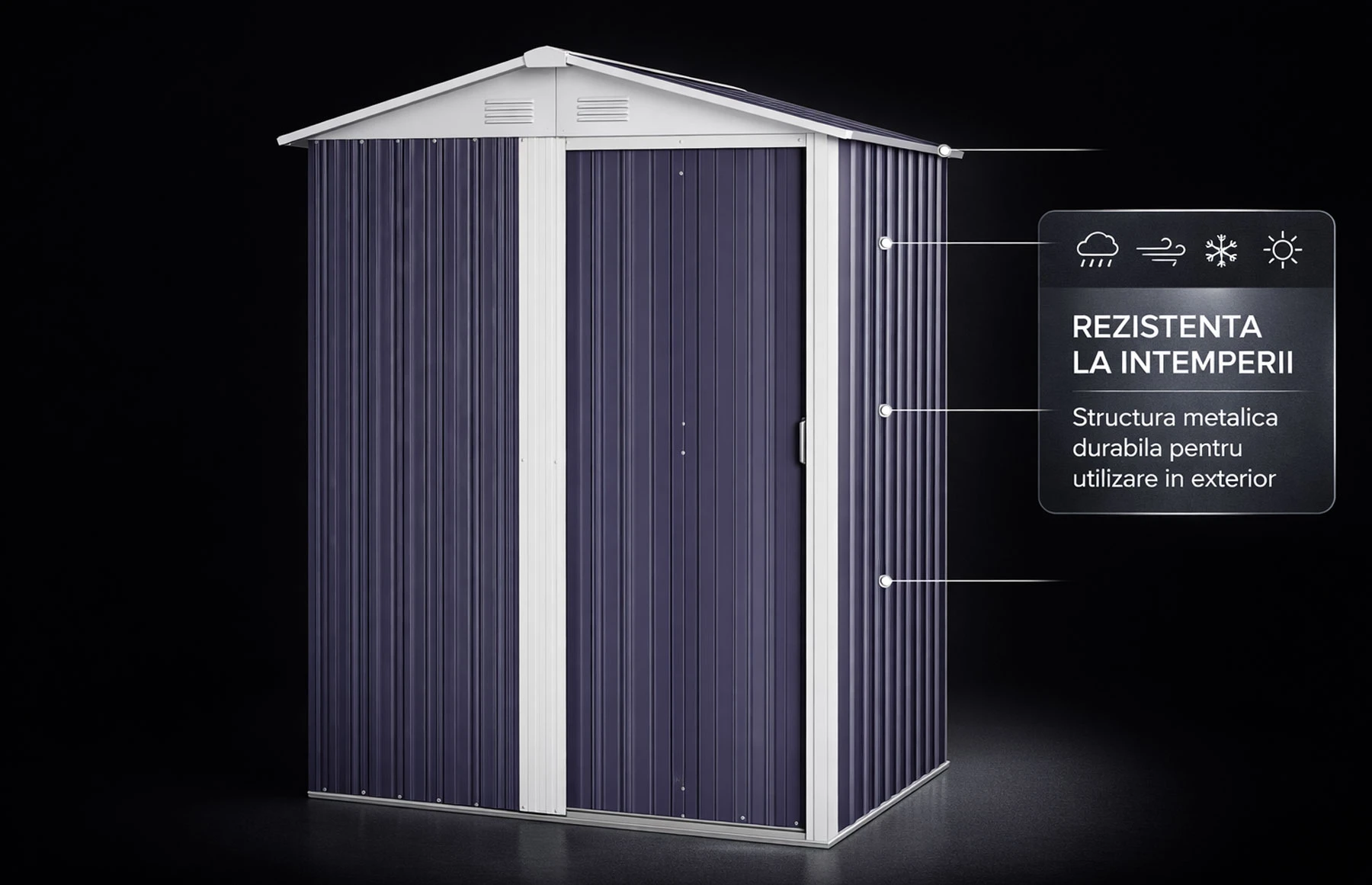 Magazie tip casuta depozitare gradina EasyBox Small 2m2, casuta depozitare unelte, Basic, Otel zincat