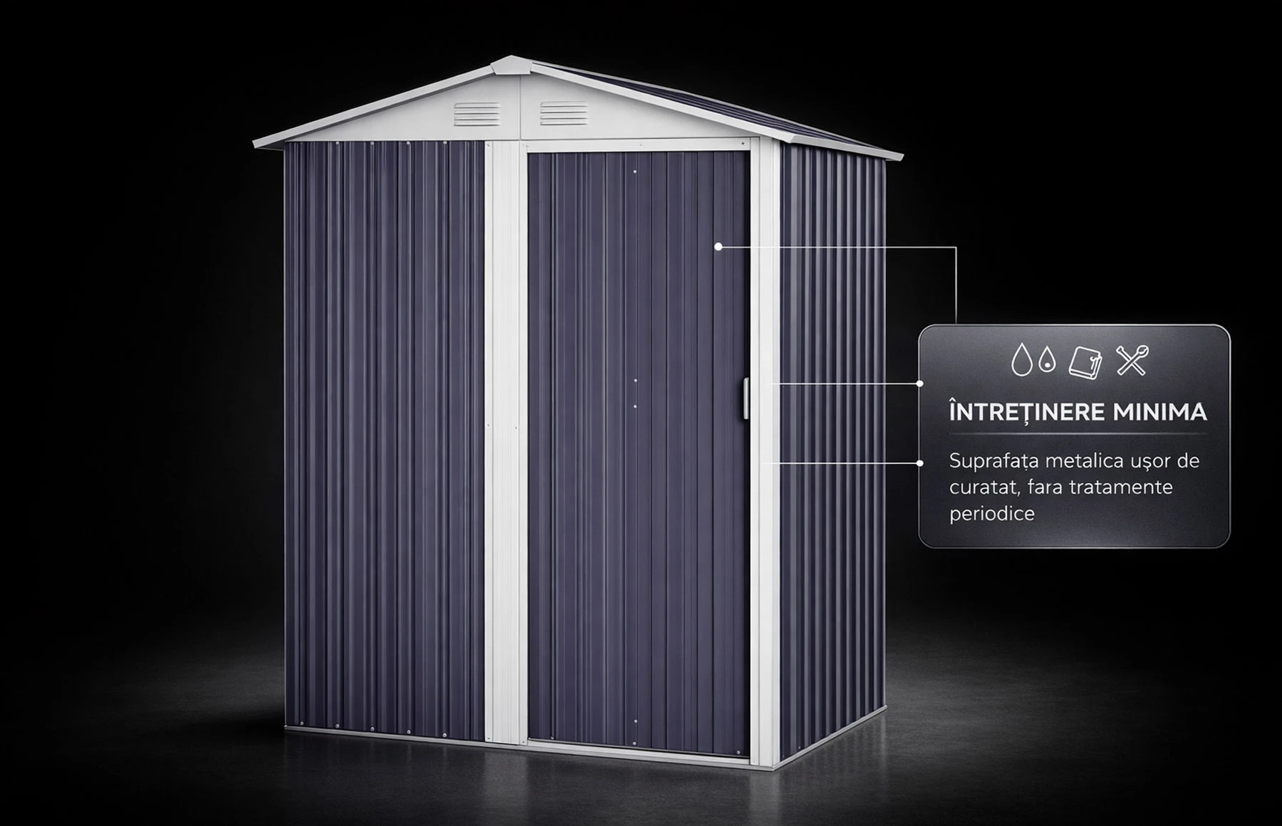 Magazie tip casuta depozitare gradina EasyBox Small 2m2, casuta depozitare unelte, Basic, Otel zincat