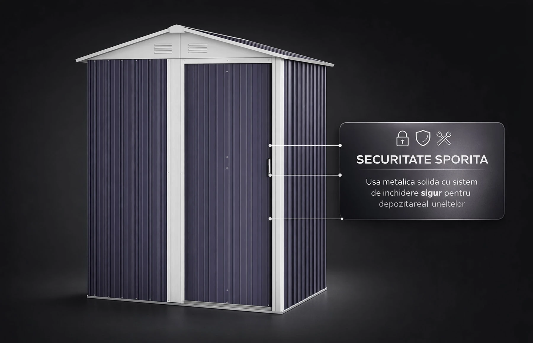 Magazie tip casuta depozitare gradina EasyBox Small 2m2, casuta depozitare unelte, Basic, Otel zincat