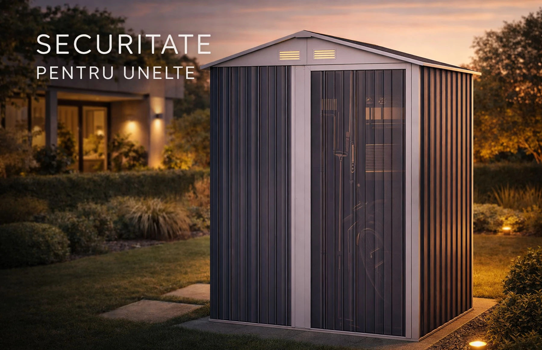 Magazie tip casuta depozitare gradina EasyBox Small 2m2, casuta depozitare unelte, Basic, Otel zincat